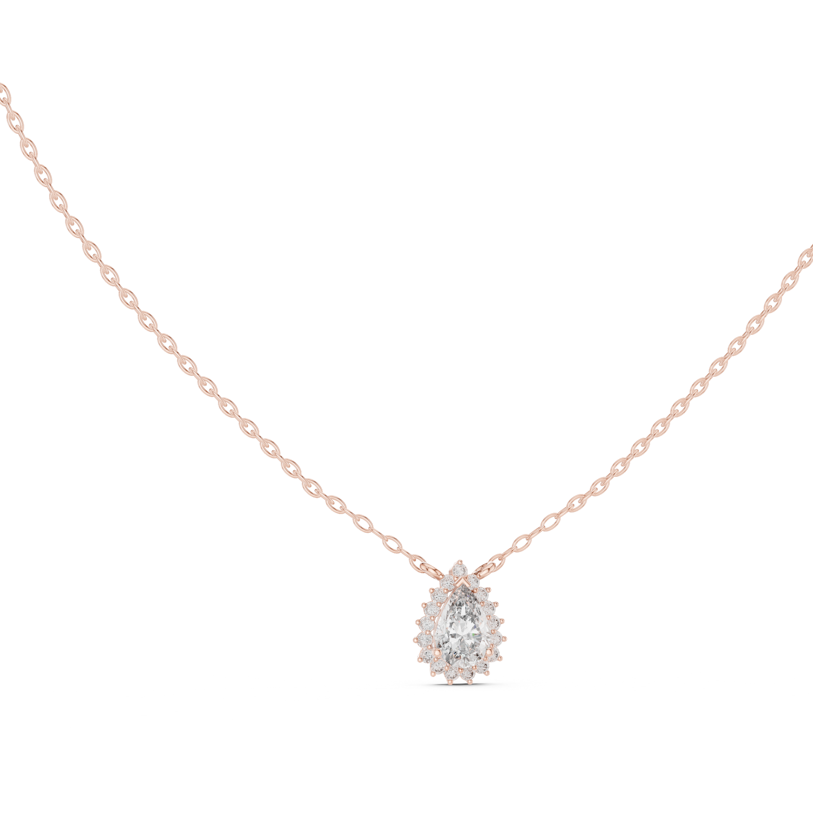 Pear Halo Diamond Pendant | 14K & 18K Gold | IGI Certified