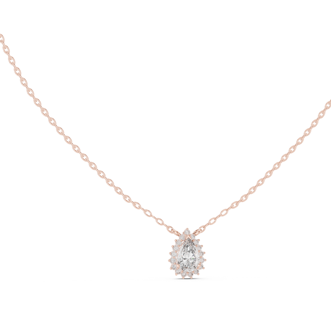 Pear Halo Diamond Pendant | 14K & 18K Gold | IGI Certified