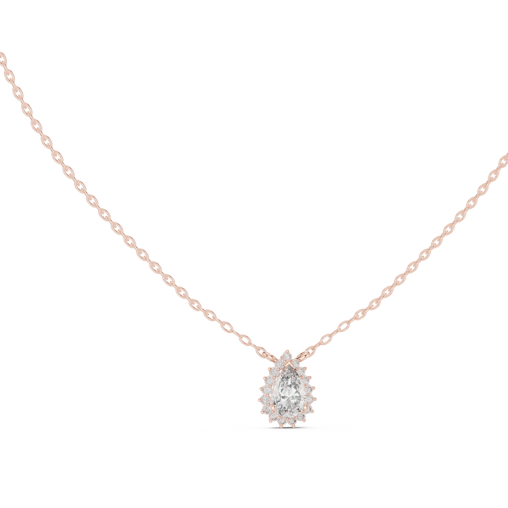 Pear Halo Diamond Pendant | 14K & 18K Gold | IGI Certified