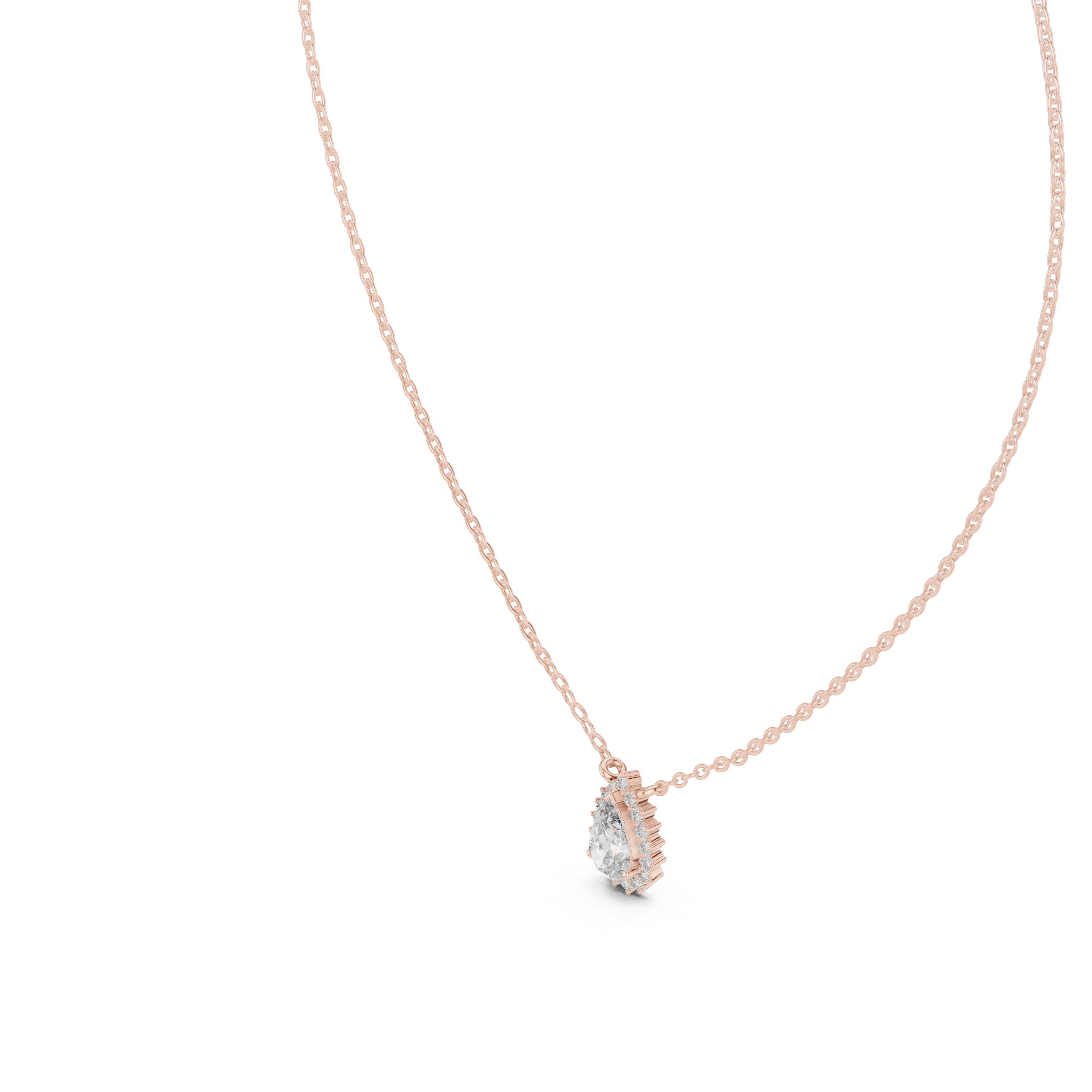 Pear Halo Diamond Pendant | 14K & 18K Gold | IGI Certified