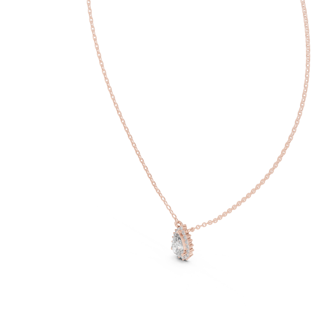 Pear Halo Diamond Pendant | 14K & 18K Gold | IGI Certified