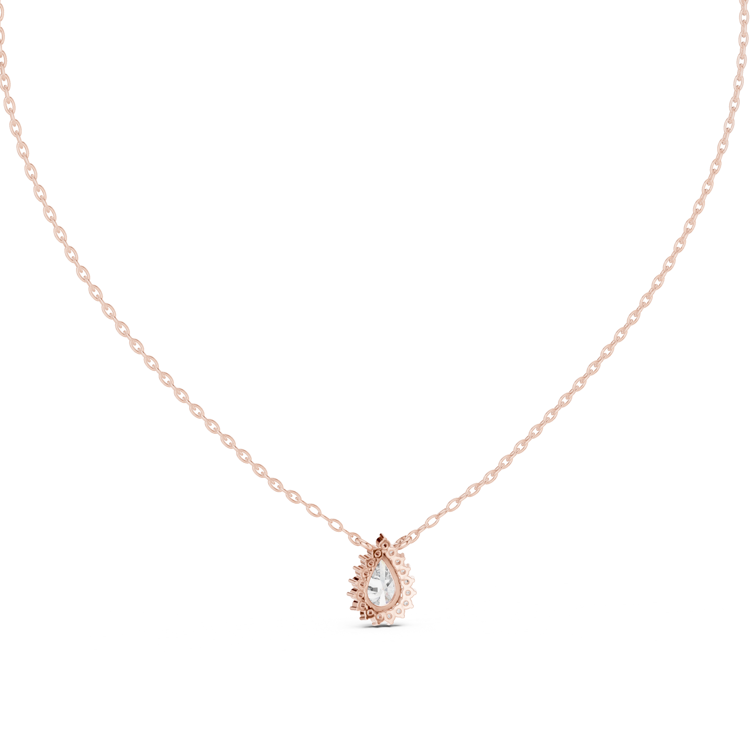 Pear Halo Diamond Pendant | 14K & 18K Gold | IGI Certified