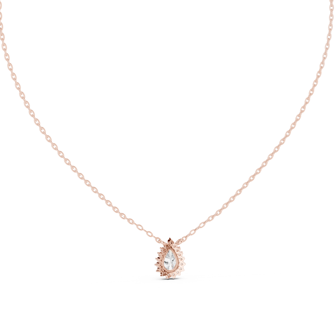 Pear Halo Diamond Pendant | 14K & 18K Gold | IGI Certified