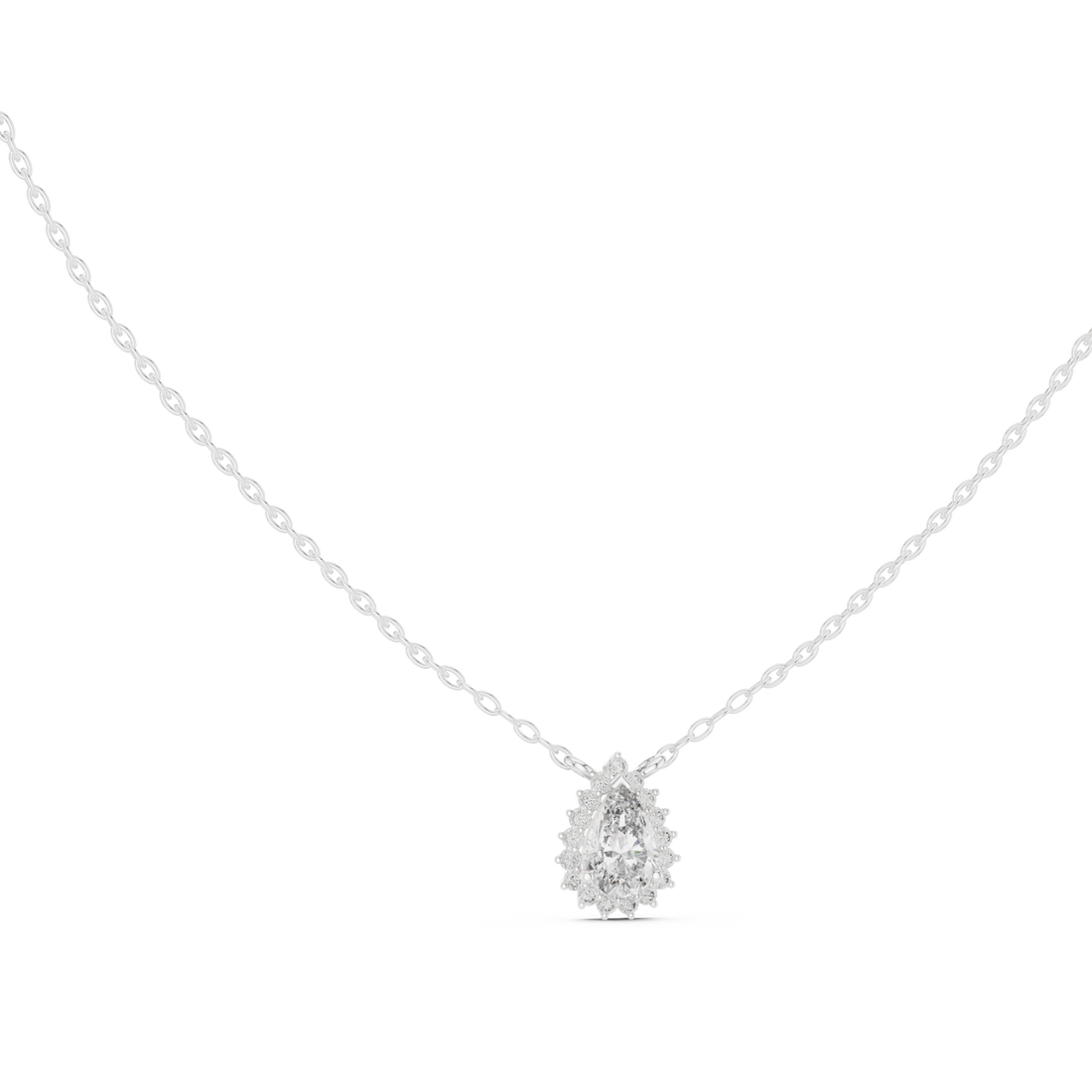 Pear Halo Diamond Pendant | 14K & 18K Gold | IGI Certified