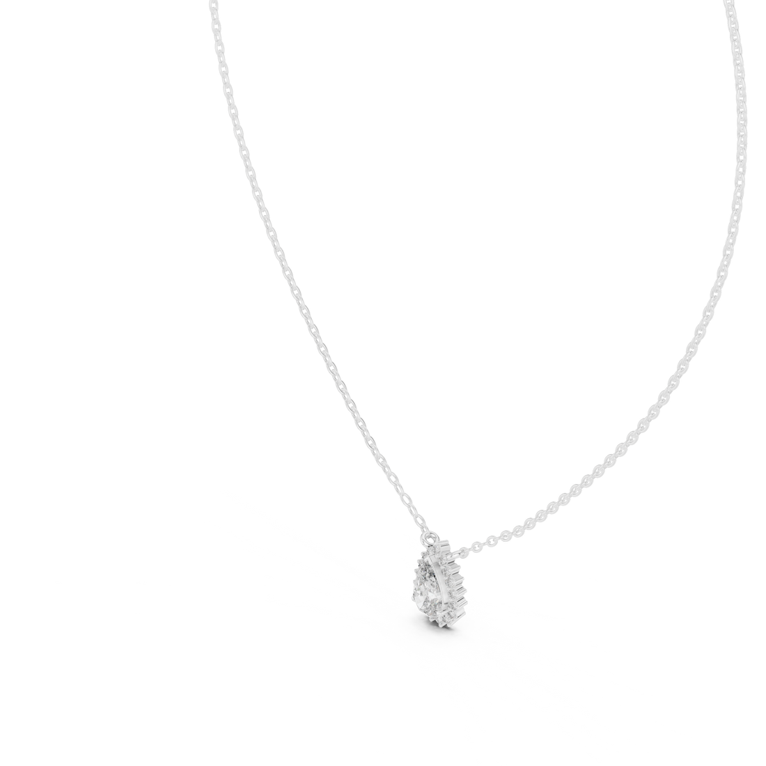 Pear Halo Diamond Pendant | 14K & 18K Gold | IGI Certified