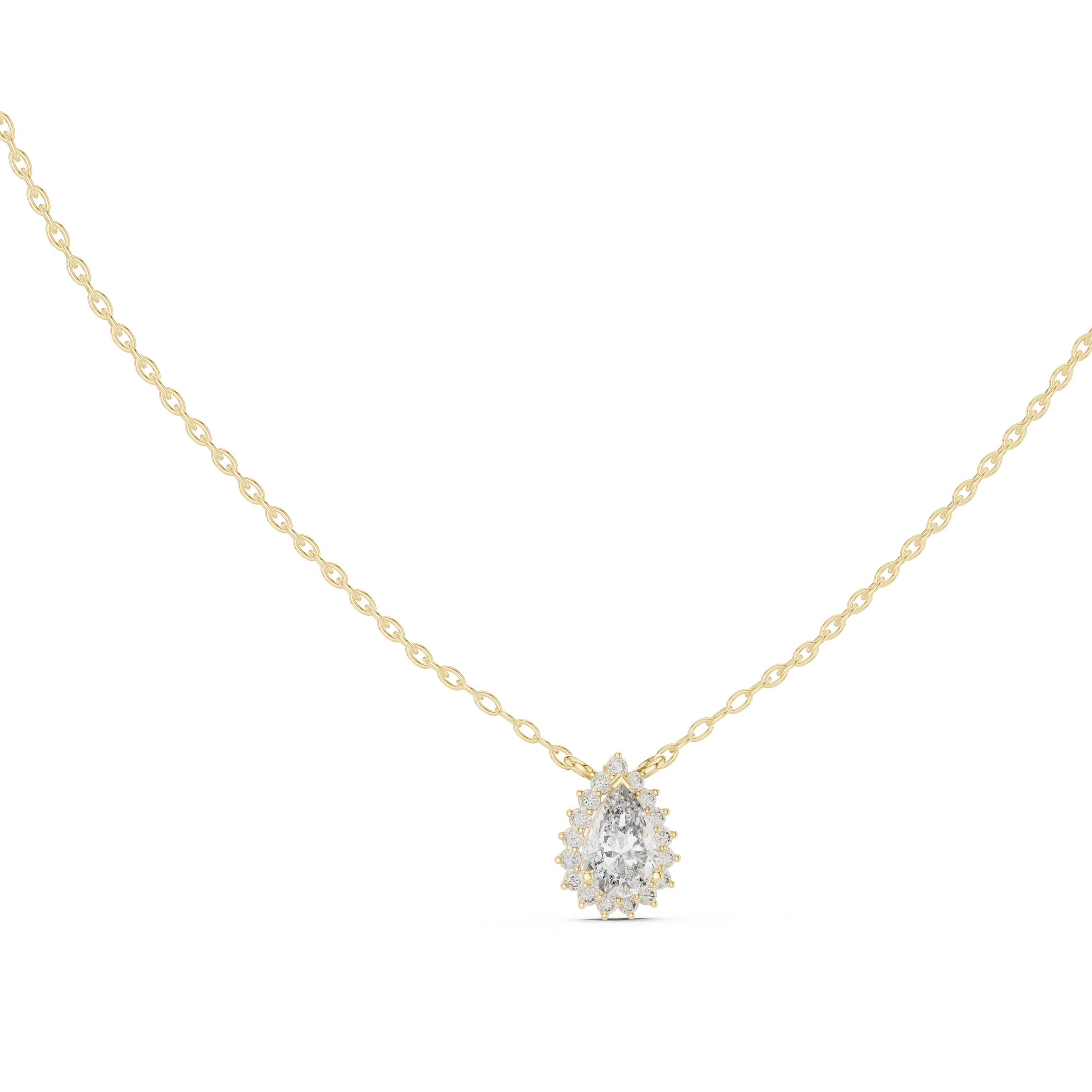 Pear Halo Diamond Pendant | 14K & 18K Gold | IGI Certified