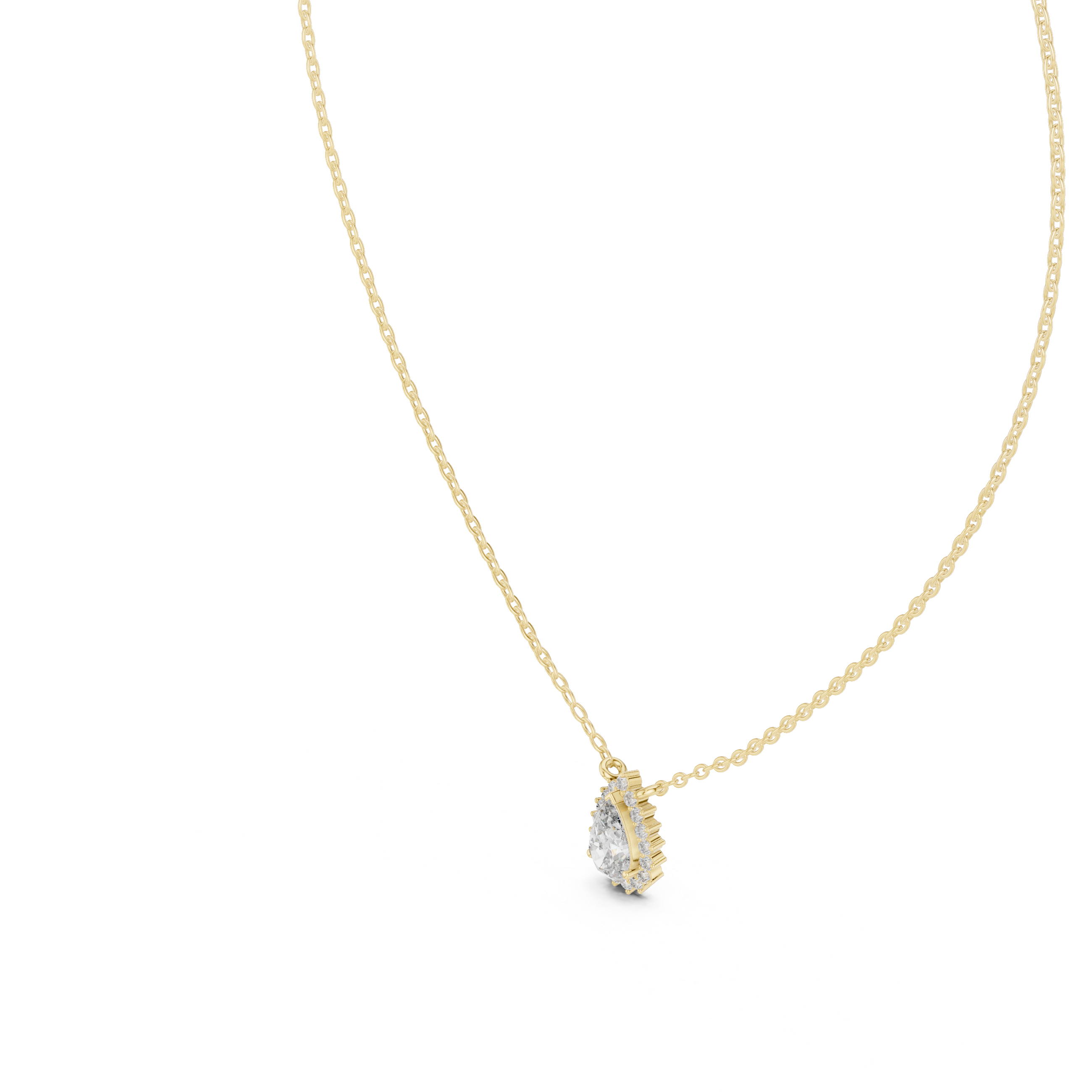 Pear Halo Diamond Pendant | 14K & 18K Gold | IGI Certified
