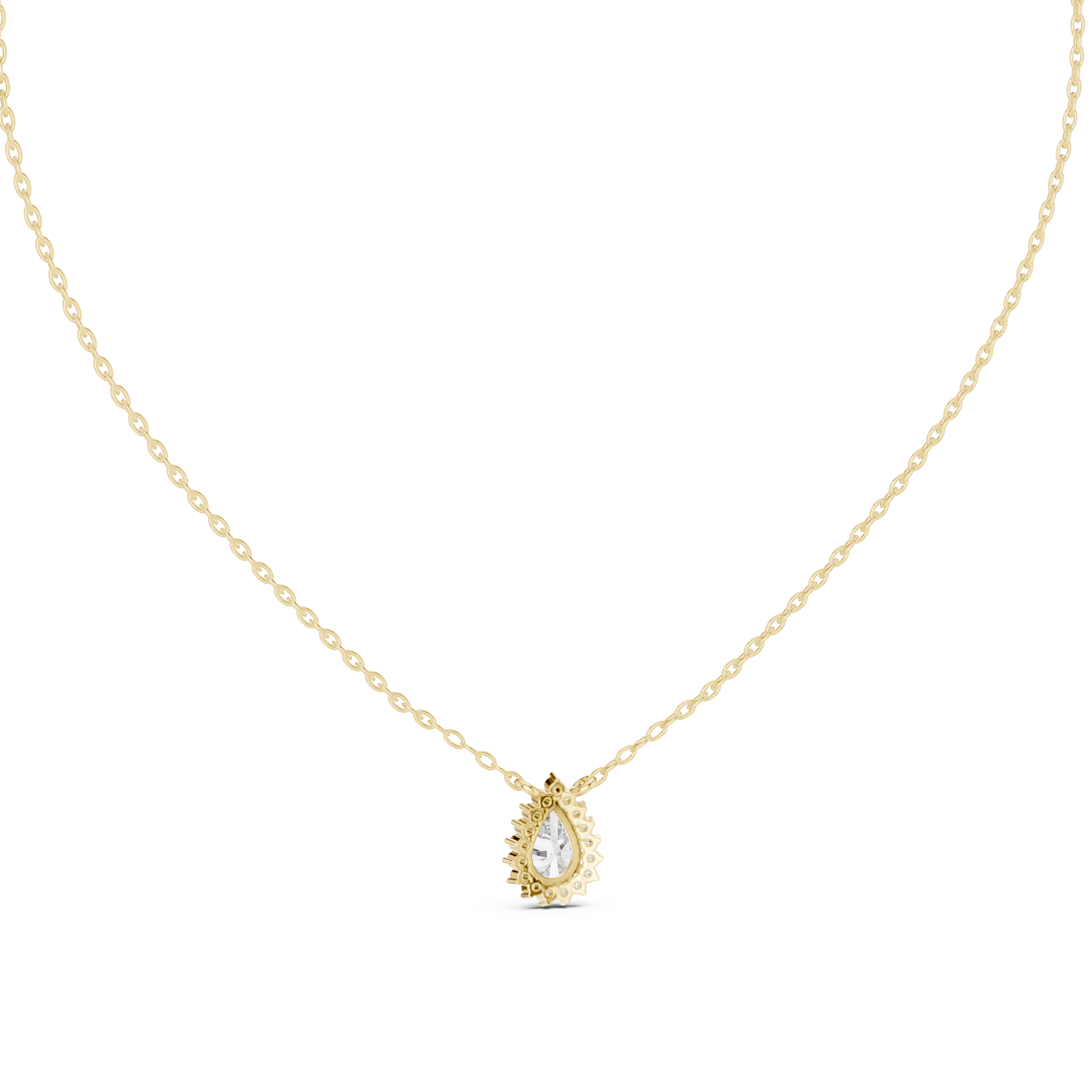 Pear Halo Diamond Pendant | 14K & 18K Gold | IGI Certified