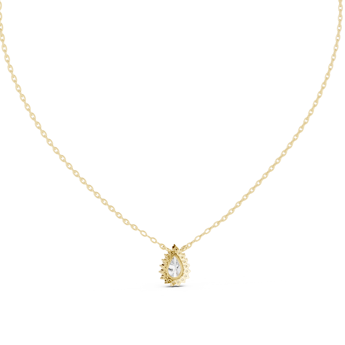 Pear Halo Diamond Pendant | 14K & 18K Gold | IGI Certified