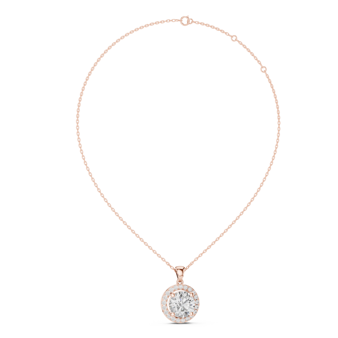Solitaire Halo Diamond Pendant | 14K & 18K Gold | IGI Certified