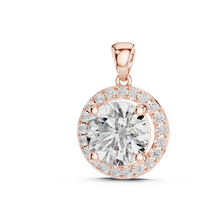Solitaire Halo Diamond Pendant | 14K & 18K Gold | IGI Certified