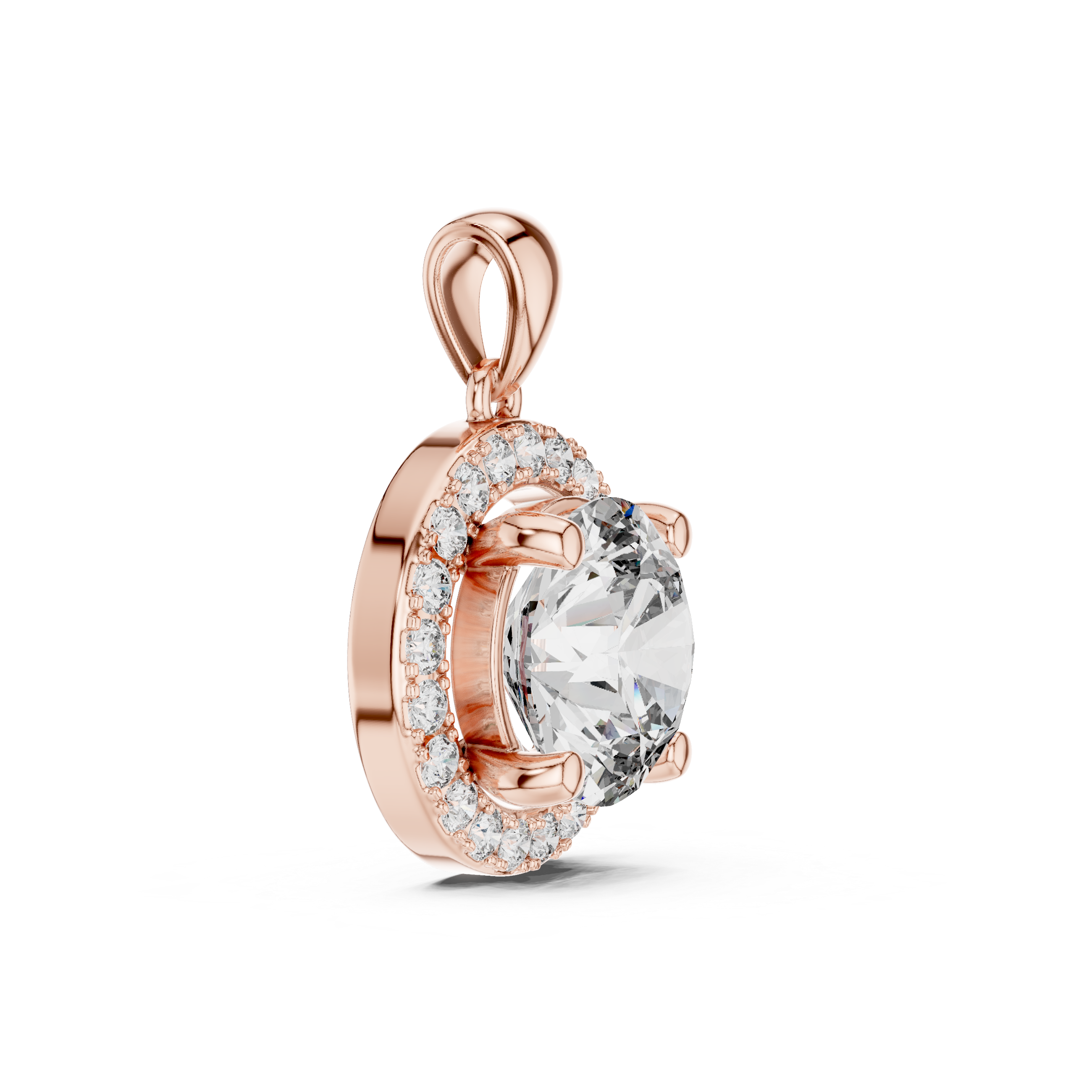 Solitaire Halo Diamond Pendant | 14K & 18K Gold | IGI Certified