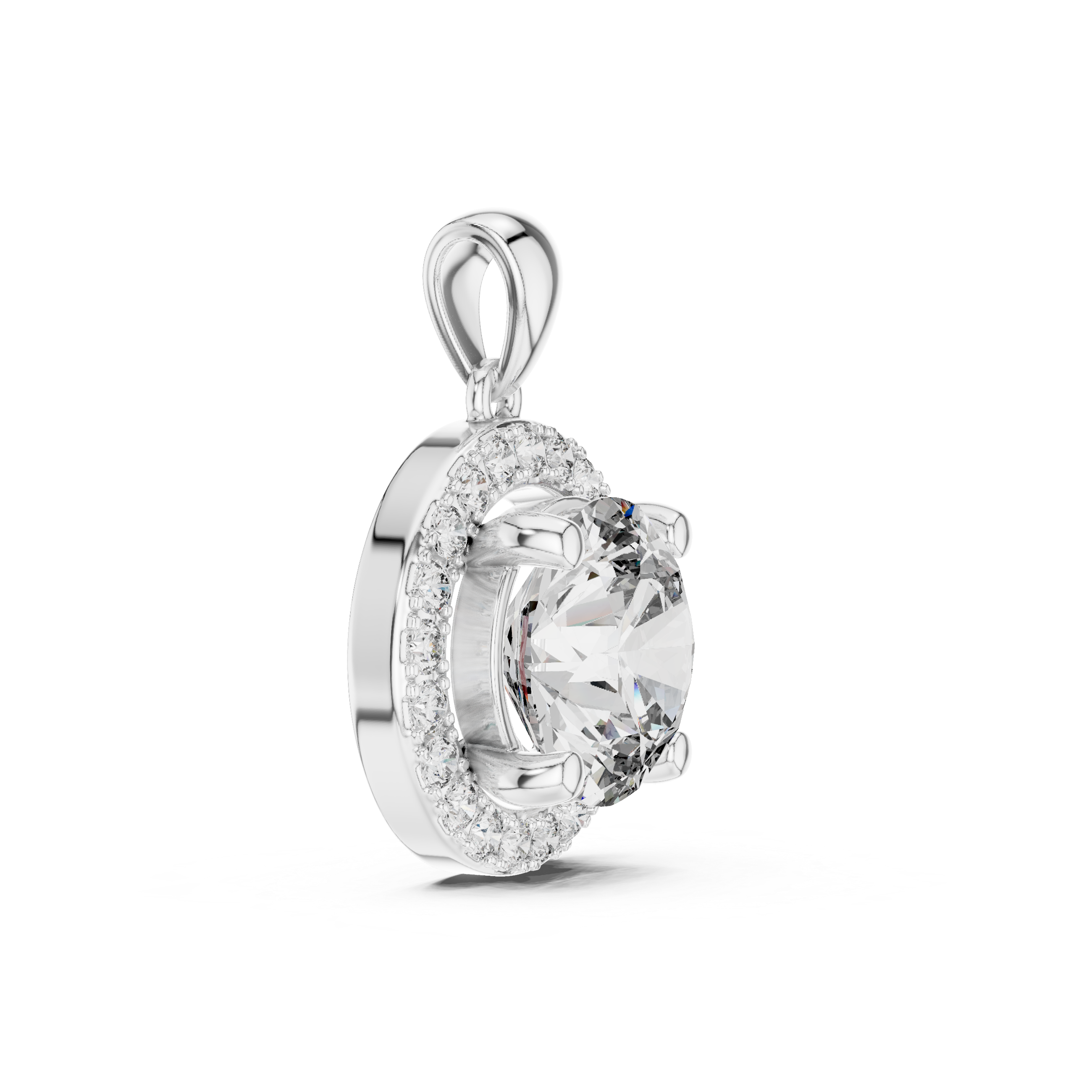 Solitaire Halo Diamond Pendant | 14K & 18K Gold | IGI Certified