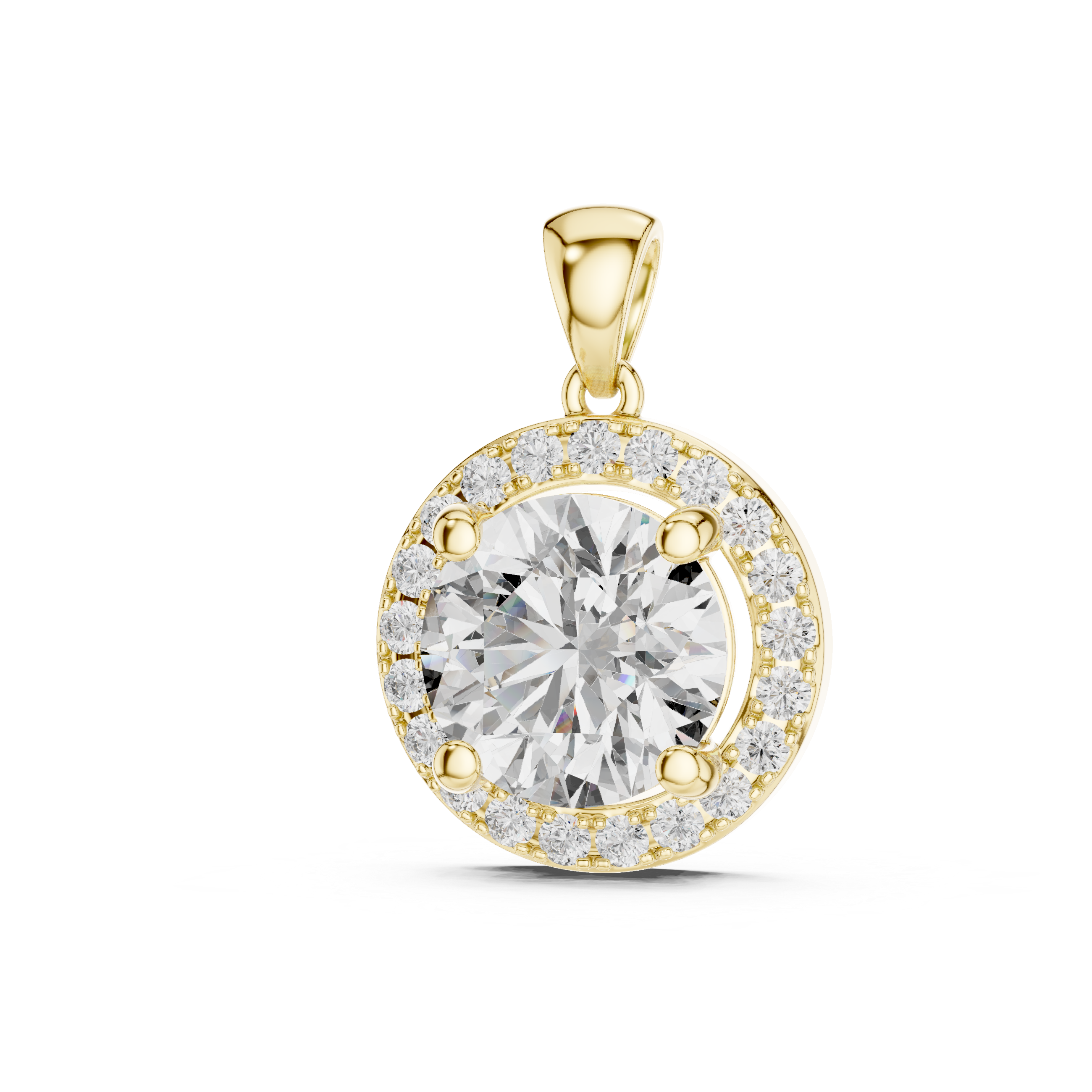 Solitaire Halo Diamond Pendant | 14K & 18K Gold | IGI Certified