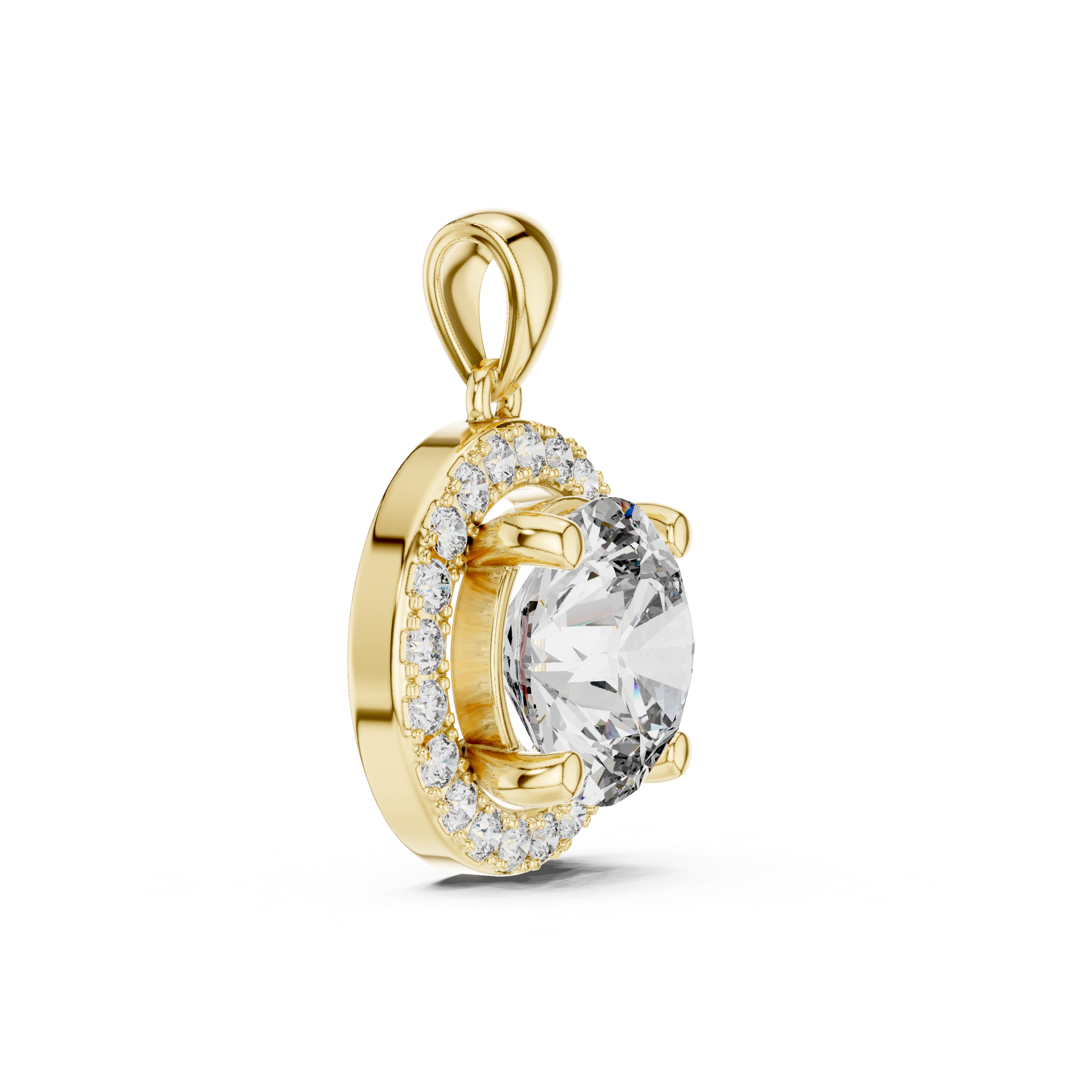 Solitaire Halo Diamond Pendant | 14K & 18K Gold | IGI Certified