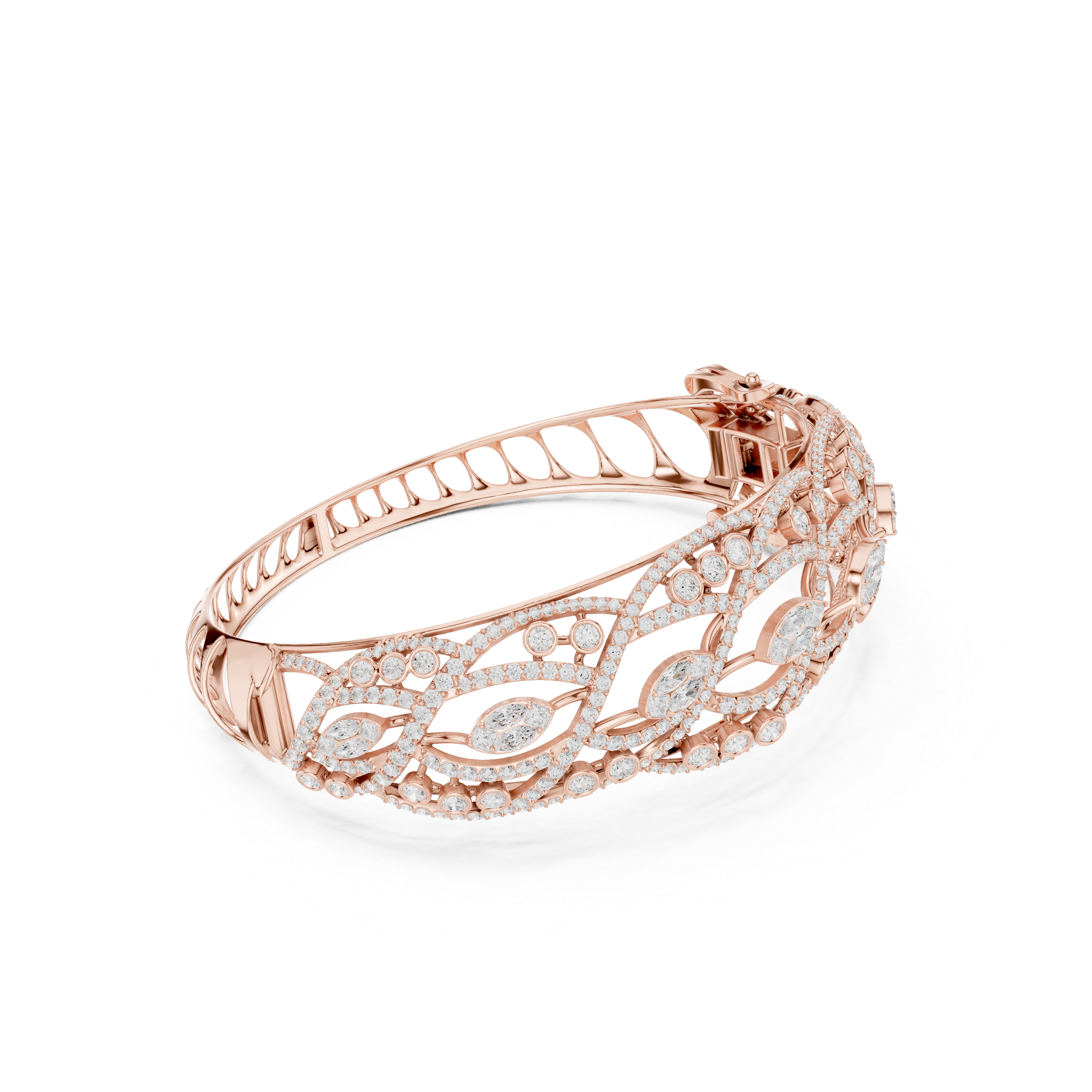 Braided Lab-Grown Diamond Cuff Bracelet in 14K/18K Rose Gold