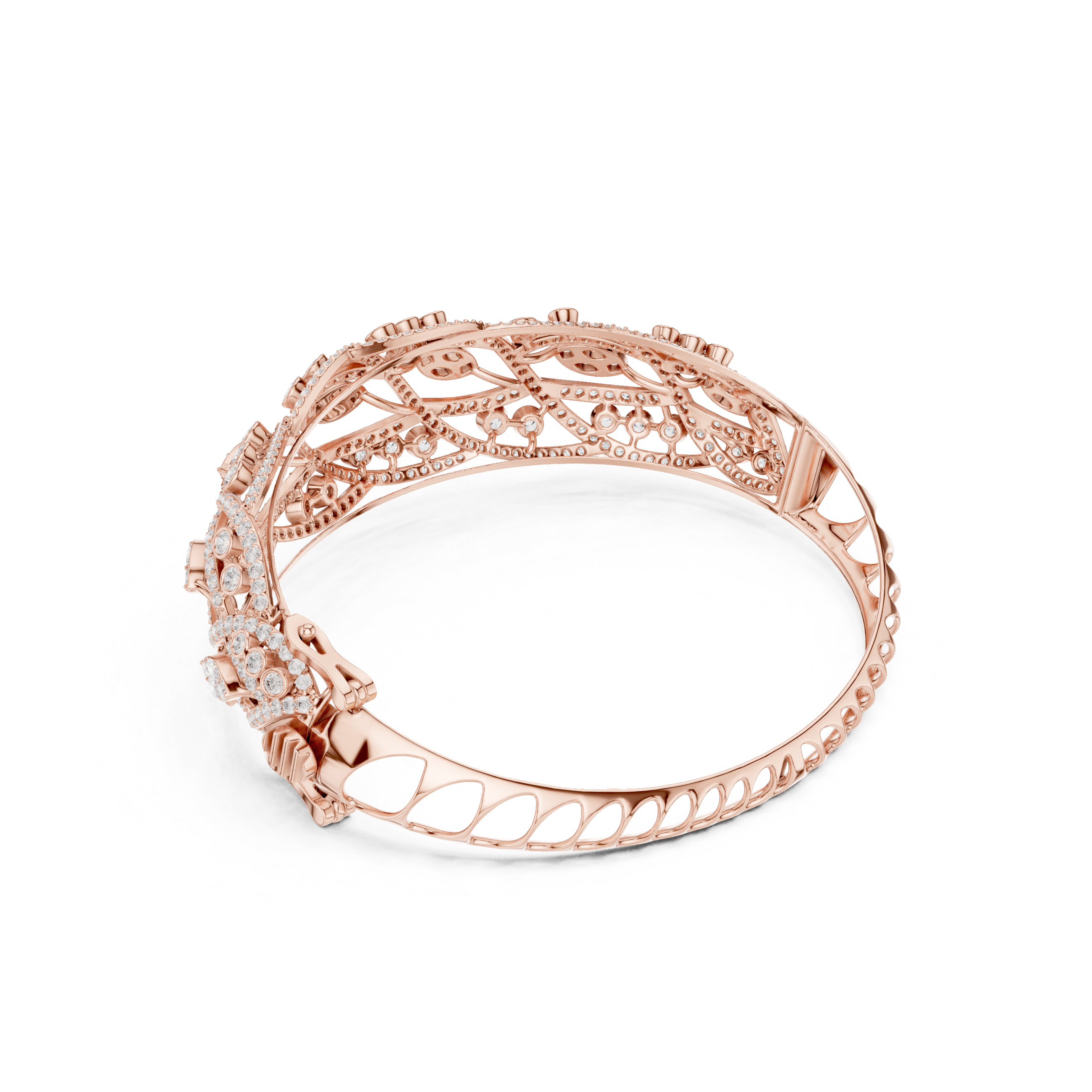 Braided Lab-Grown Diamond Cuff Bracelet in 14K/18K Rose Gold