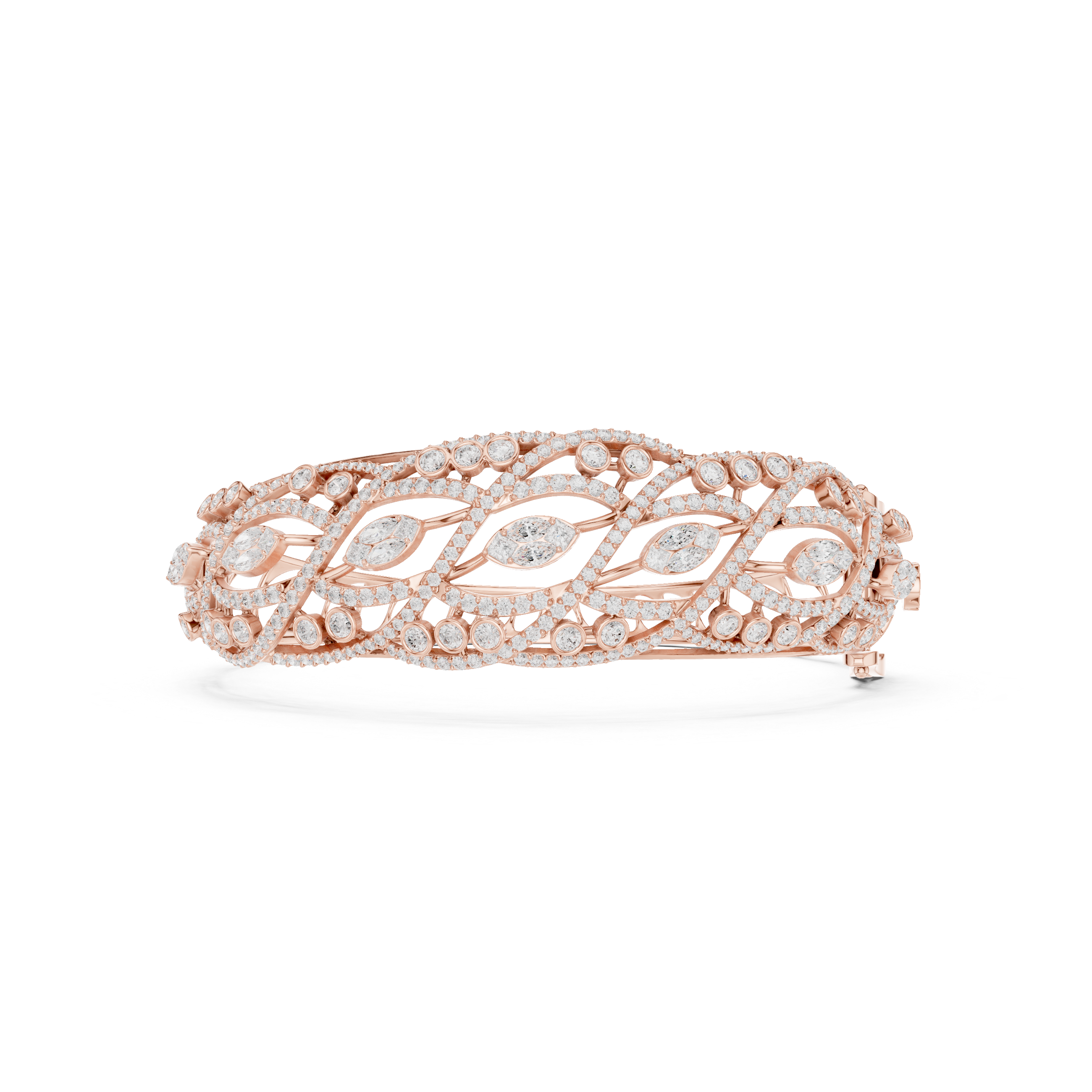 Braided Lab-Grown Diamond Cuff Bracelet in 14K/18K Rose Gold