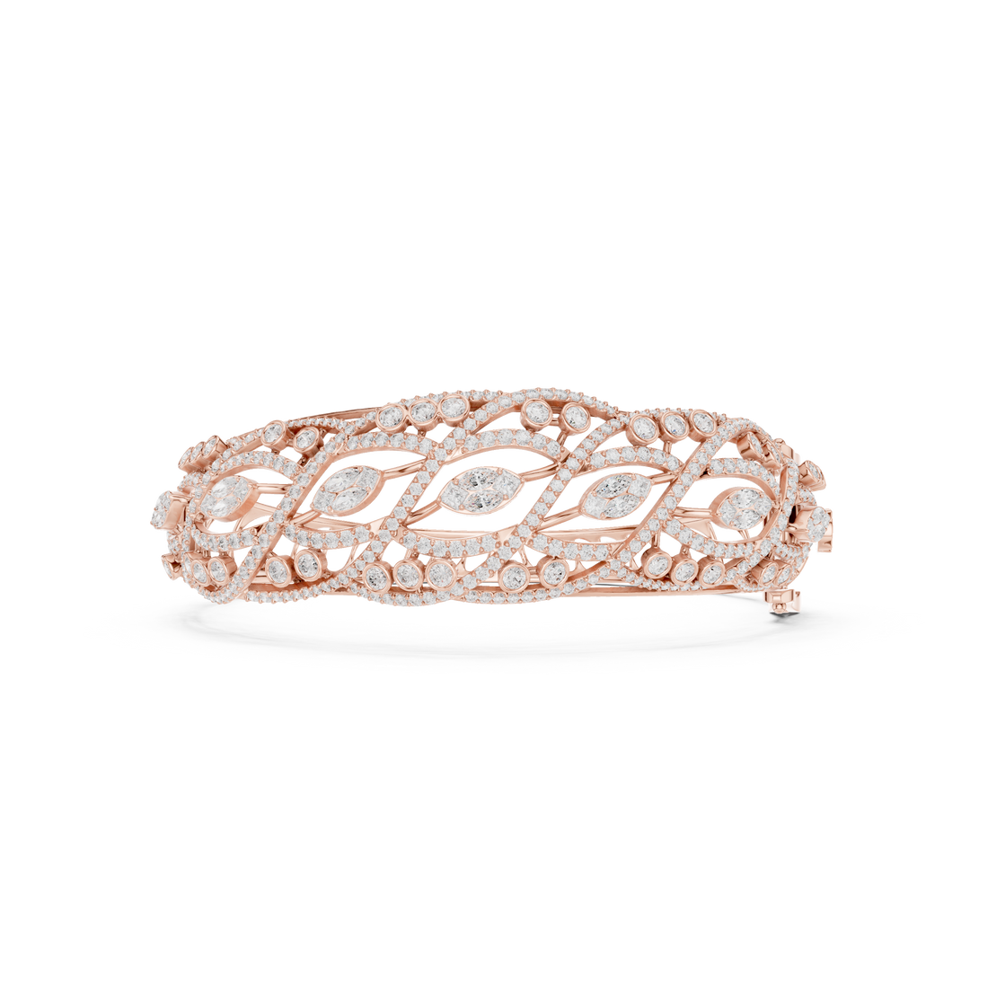 Braided Lab-Grown Diamond Cuff Bracelet in 14K/18K Rose Gold