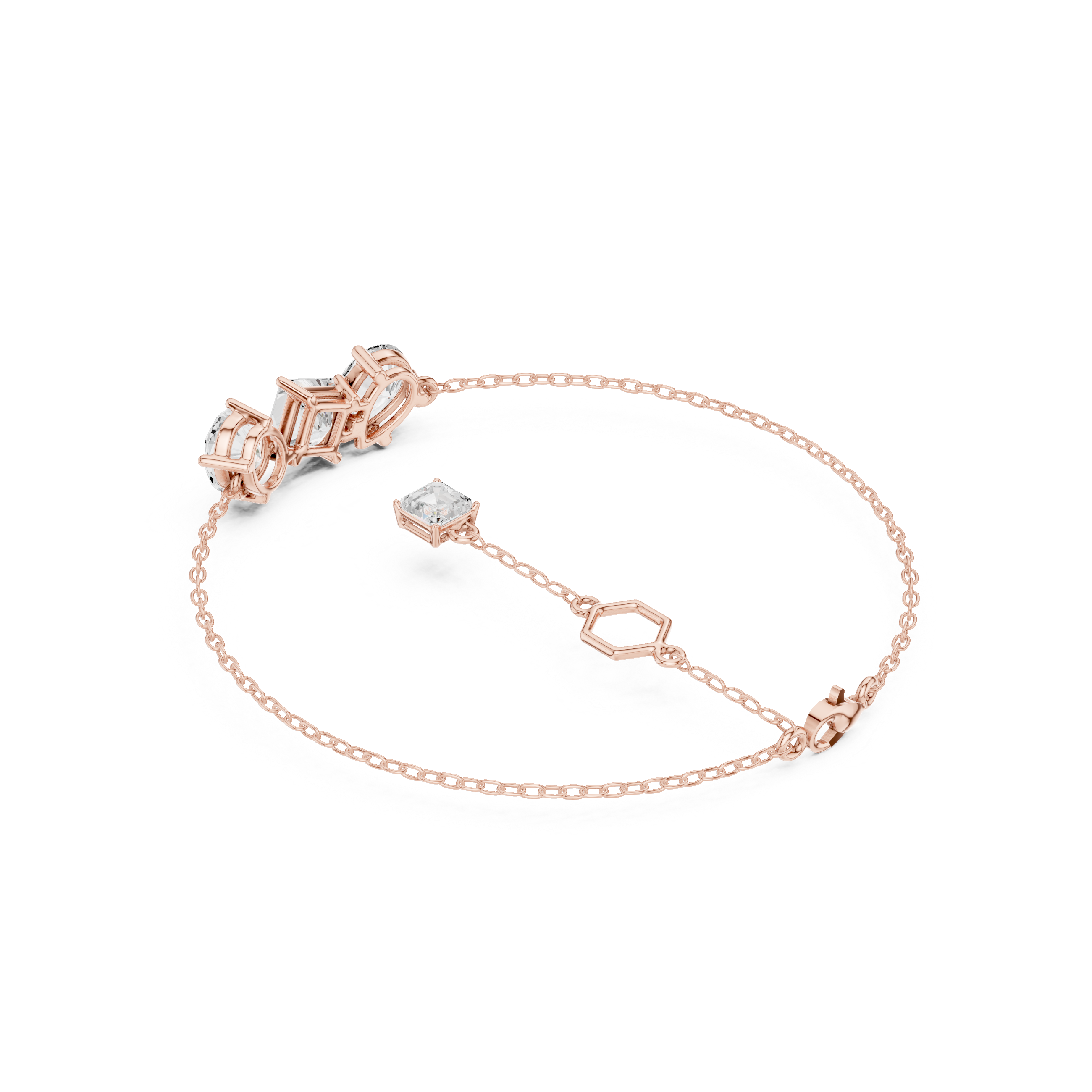Trio Lab-Grown Diamond Chain Bracelet in 14K/18K Gold