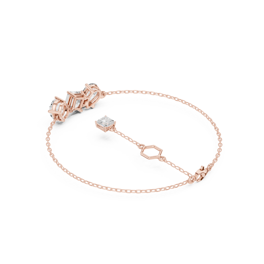 Trio Lab-Grown Diamond Chain Bracelet in 14K/18K Gold