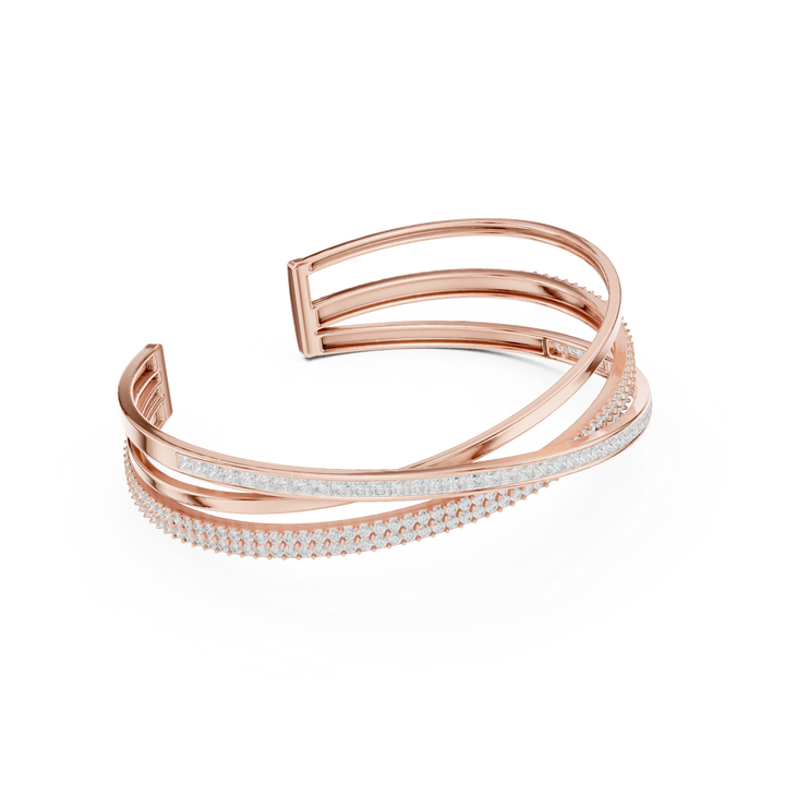 Criss-Cross Lab-Grown Diamond Bangle Bracelet in 14K/18K Rose Gold