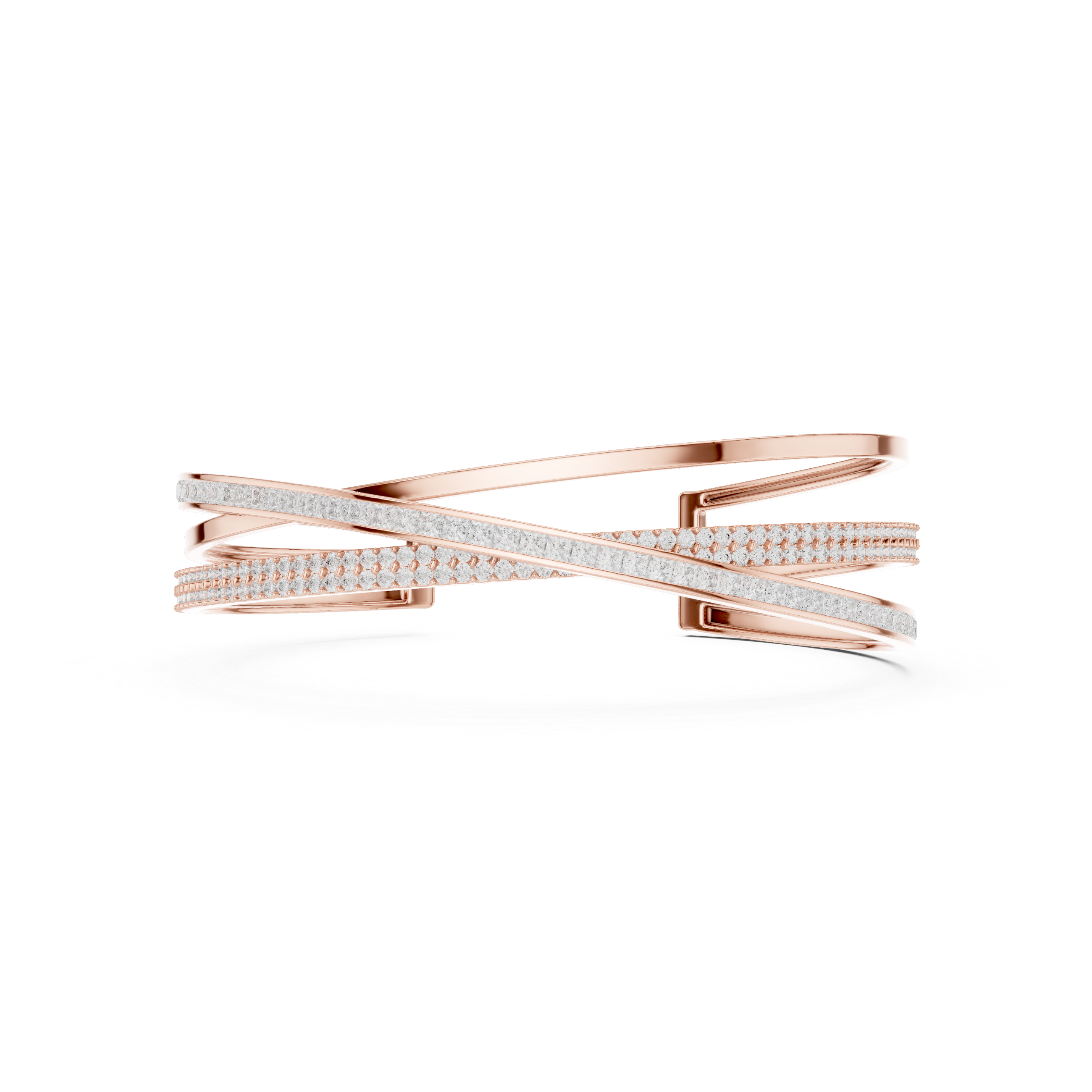 Criss-Cross Lab-Grown Diamond Bangle Bracelet in 14K/18K Rose Gold