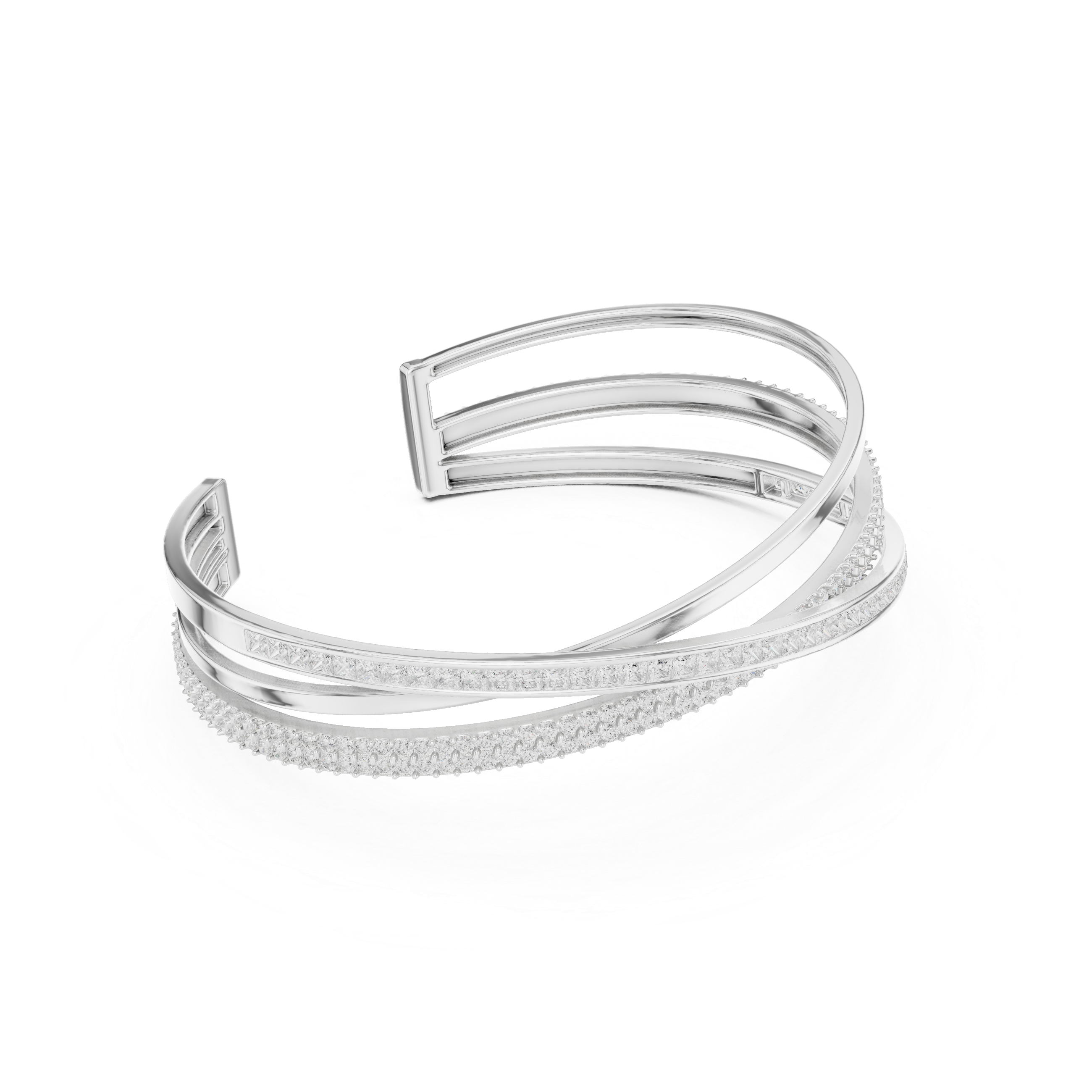 Criss-Cross Lab-Grown Diamond Bangle Bracelet in 14K/18K Rose Gold