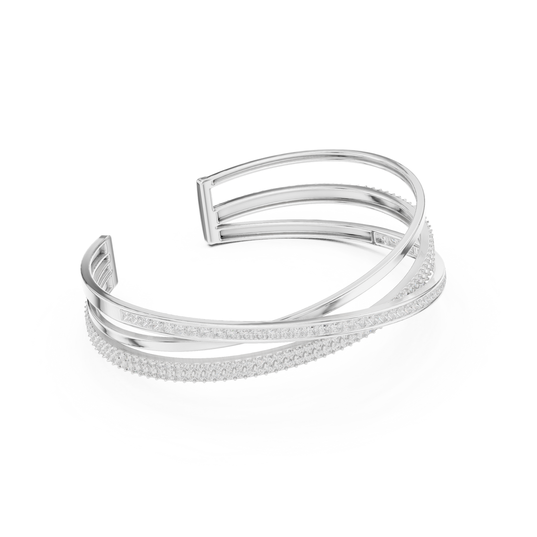 Criss-Cross Lab-Grown Diamond Bangle Bracelet in 14K/18K Rose Gold