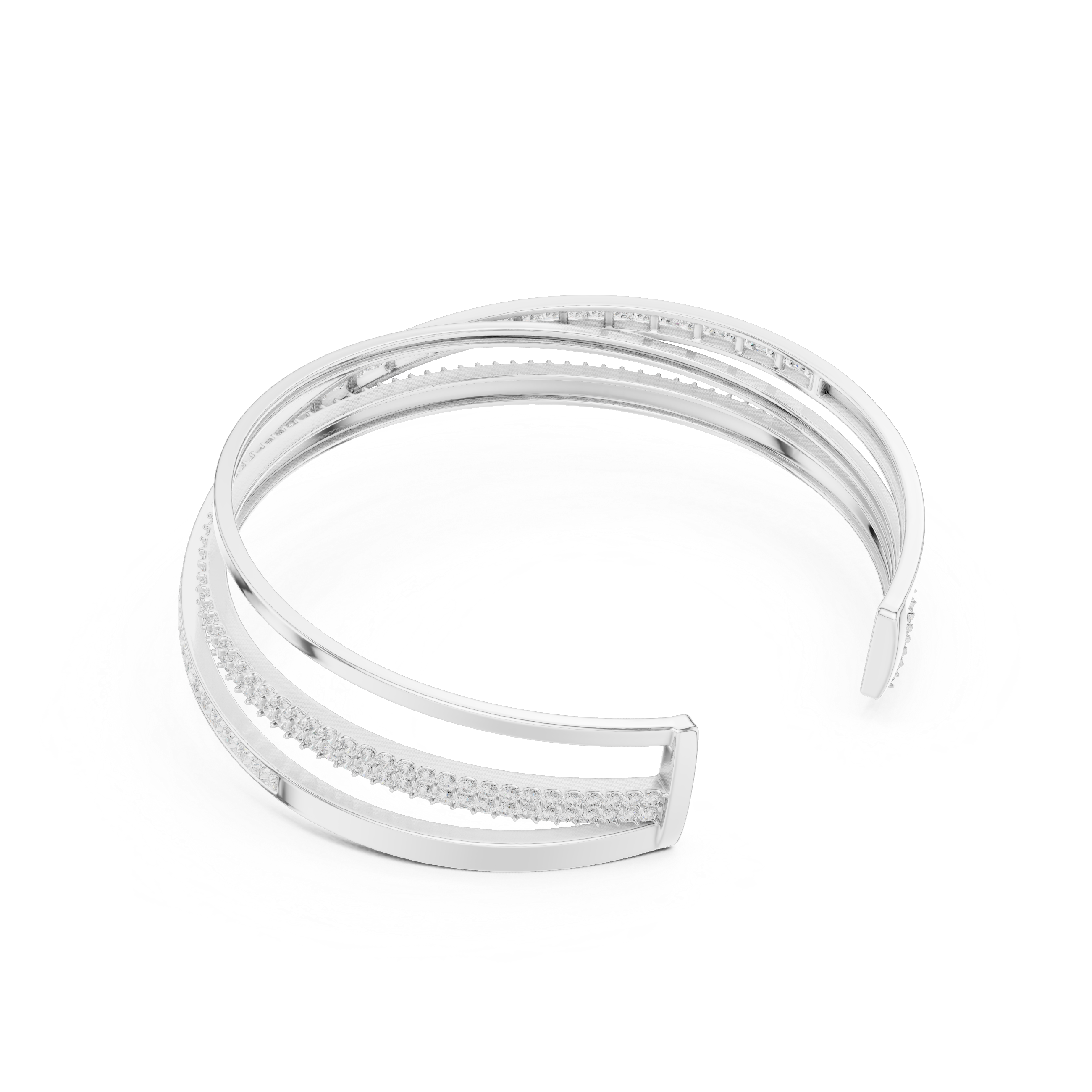 Criss-Cross Lab-Grown Diamond Bangle Bracelet in 14K/18K Rose Gold