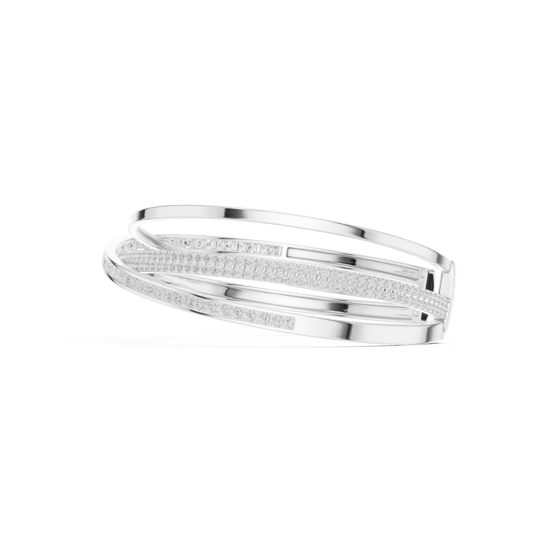 Criss-Cross Lab-Grown Diamond Bangle Bracelet in 14K/18K Rose Gold