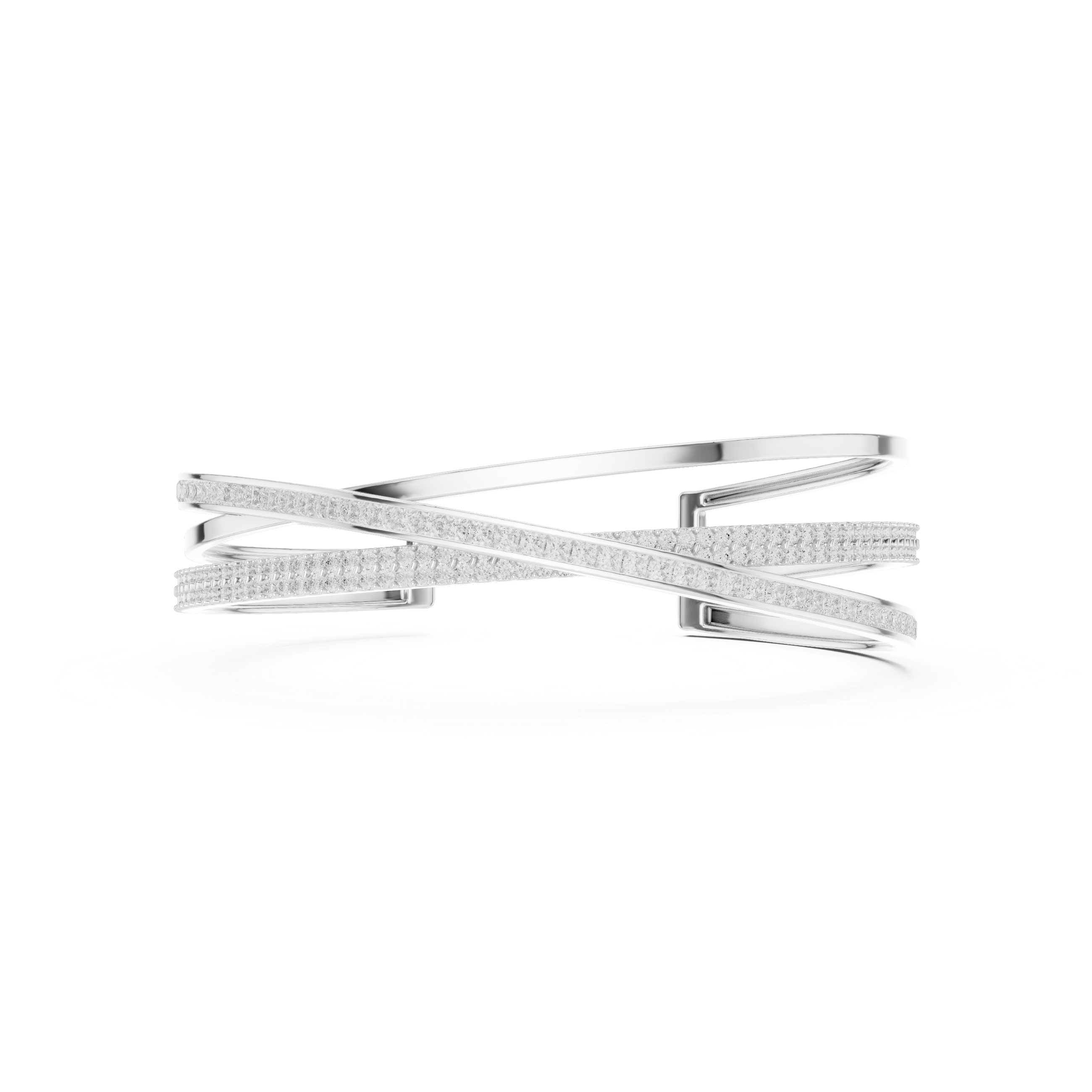 Criss-Cross Lab-Grown Diamond Bangle Bracelet in 14K/18K Rose Gold