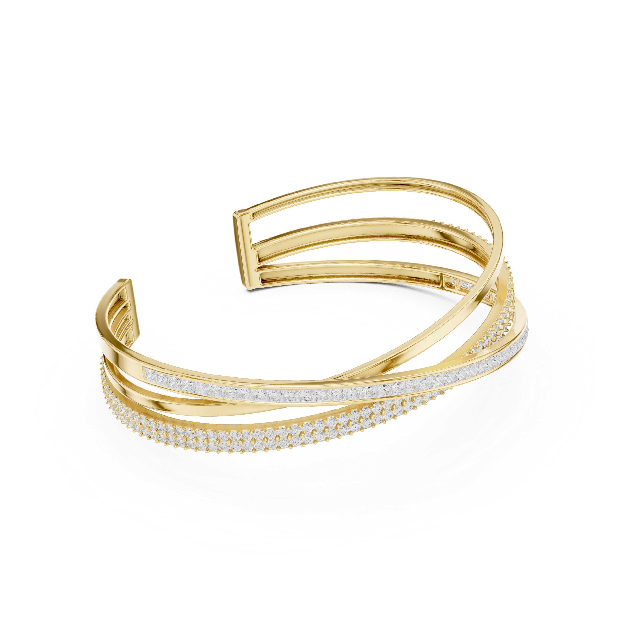 Criss-Cross Lab-Grown Diamond Bangle Bracelet in 14K/18K Rose Gold