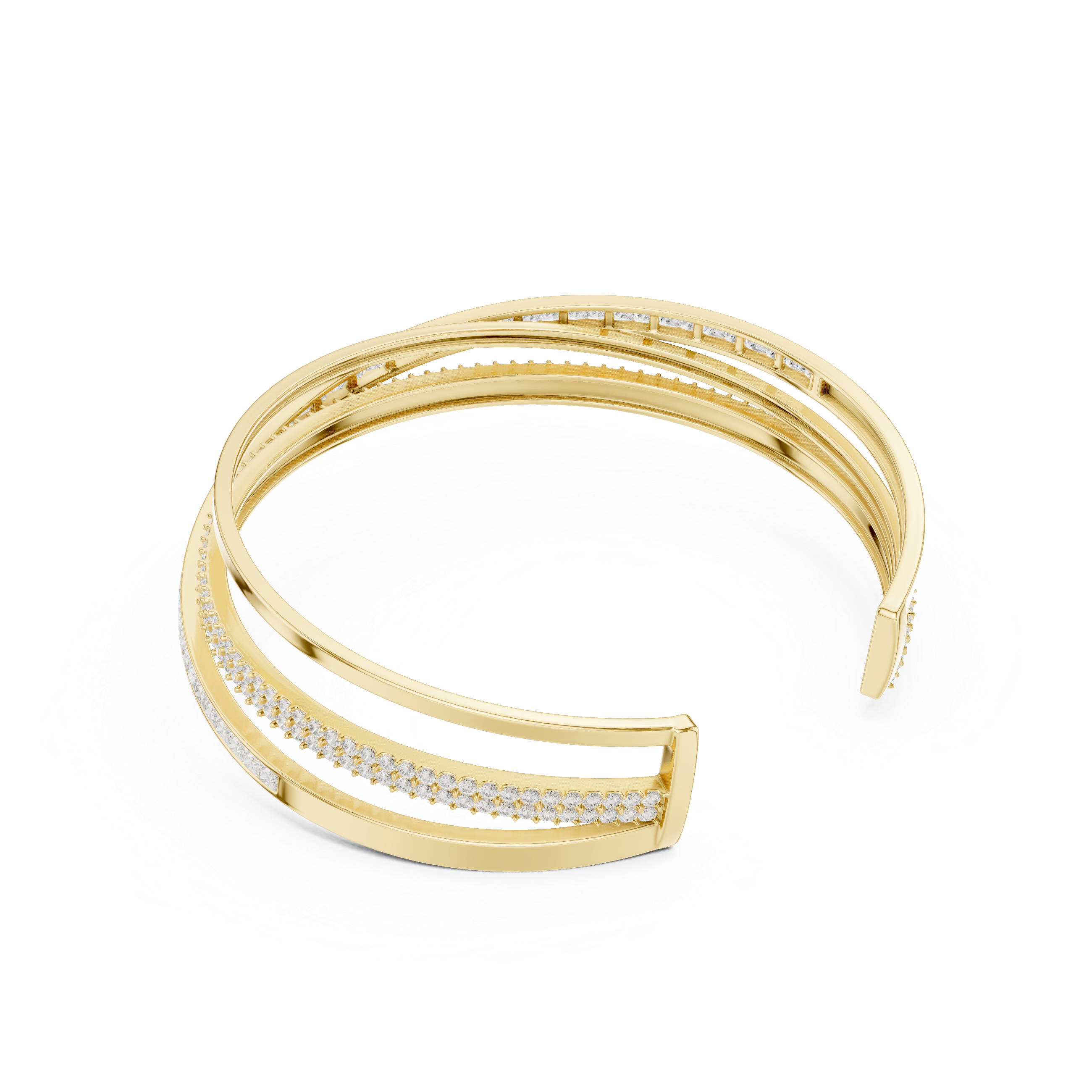 Criss-Cross Lab-Grown Diamond Bangle Bracelet in 14K/18K Rose Gold