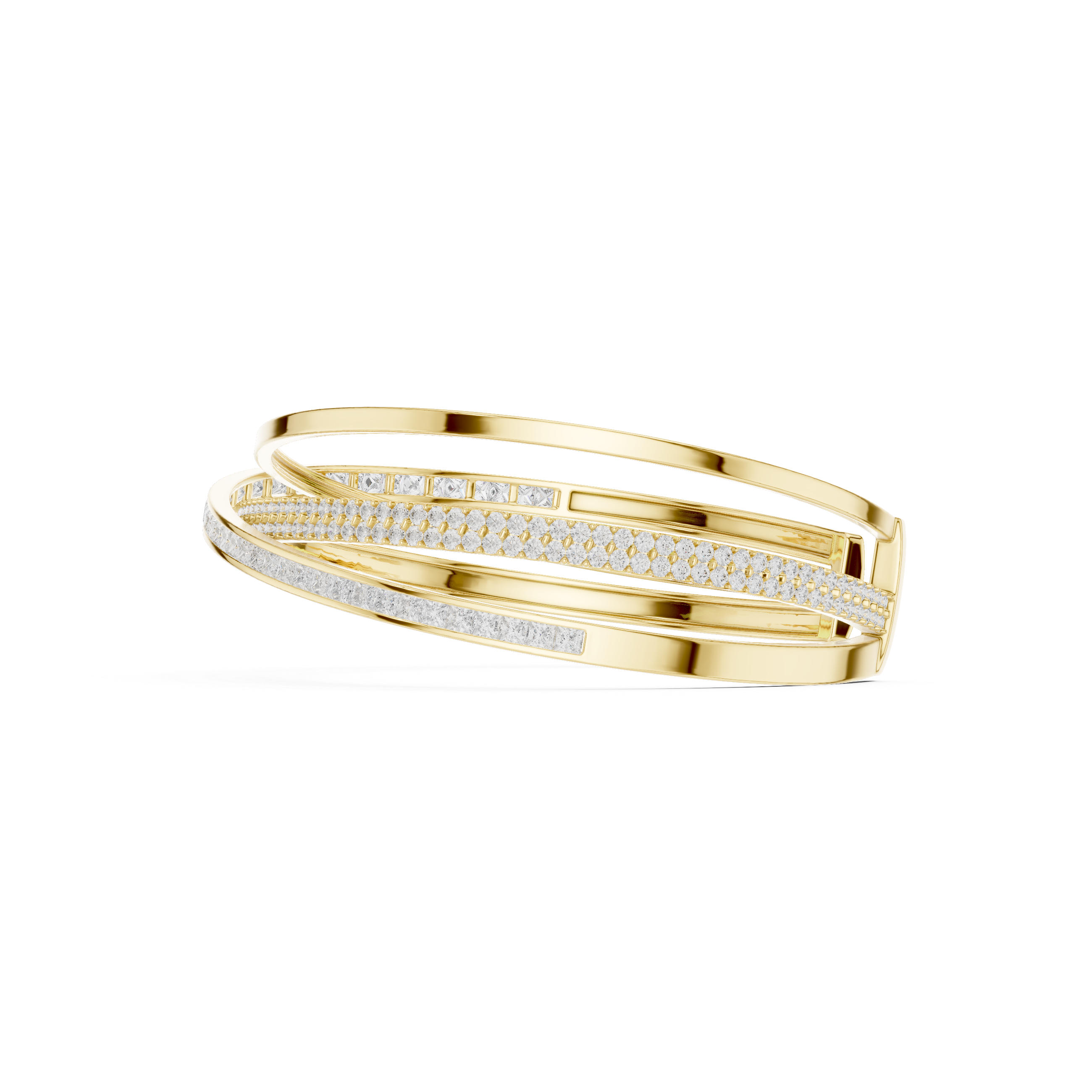 Criss-Cross Lab-Grown Diamond Bangle Bracelet in 14K/18K Rose Gold