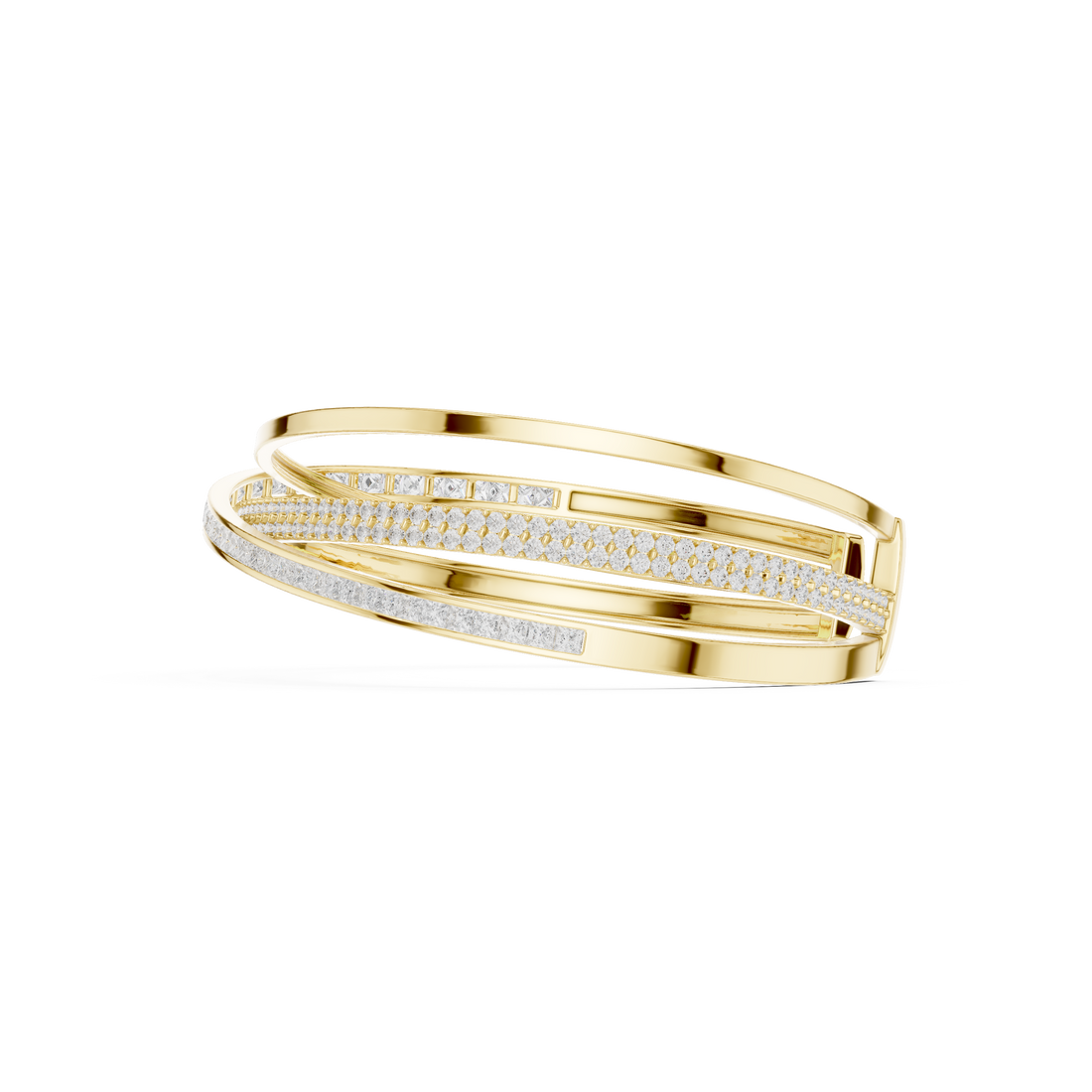 Criss-Cross Lab-Grown Diamond Bangle Bracelet in 14K/18K Rose Gold