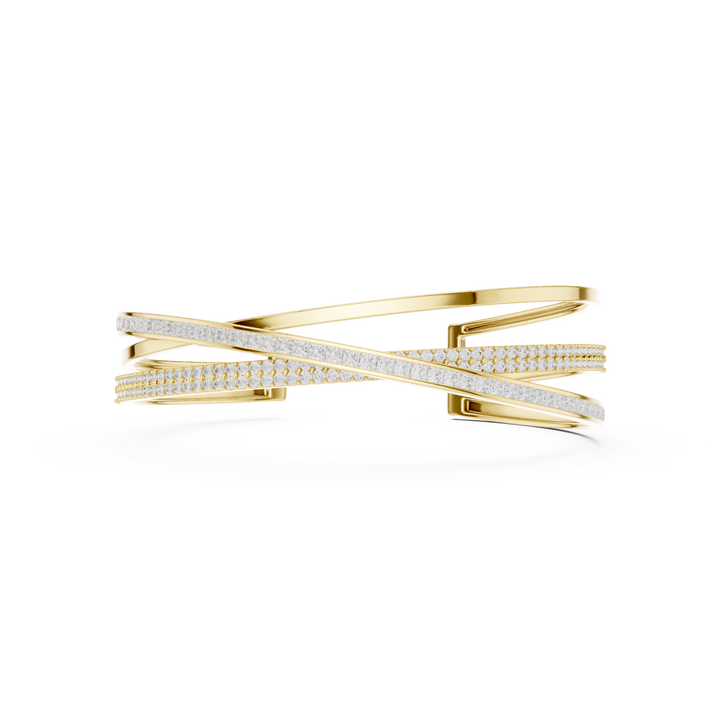 Criss-Cross Lab-Grown Diamond Bangle Bracelet in 14K/18K Rose Gold