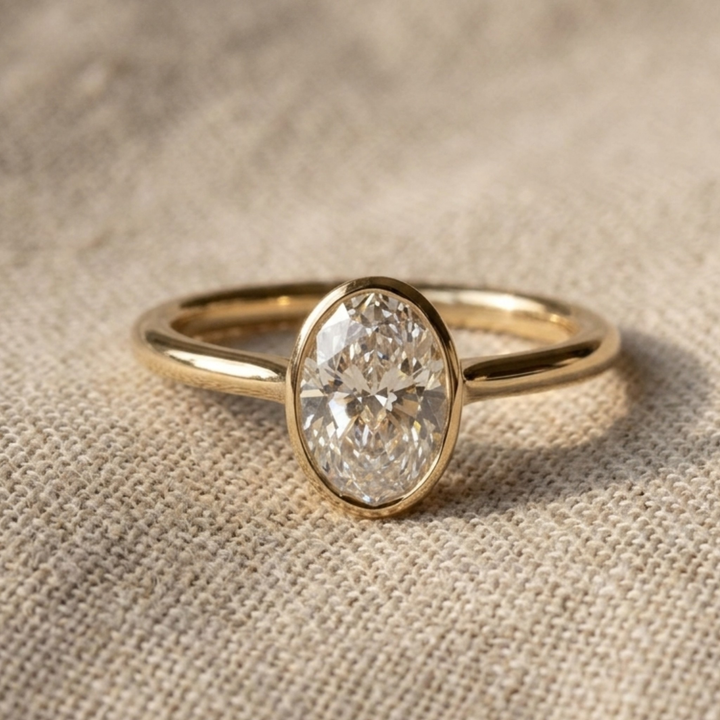1.44 CT 6 × 9 mm diamond solitaire engagement ring