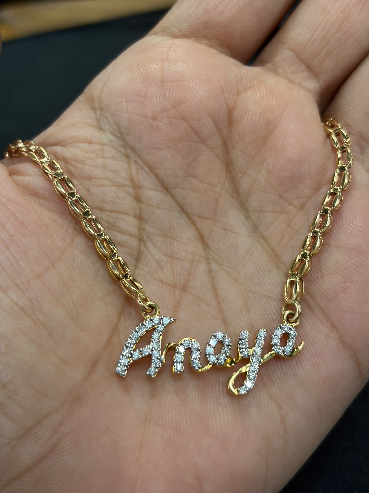 Personalized Amaya Diamond Name Necklace in 9K, 14K & 18K Gold