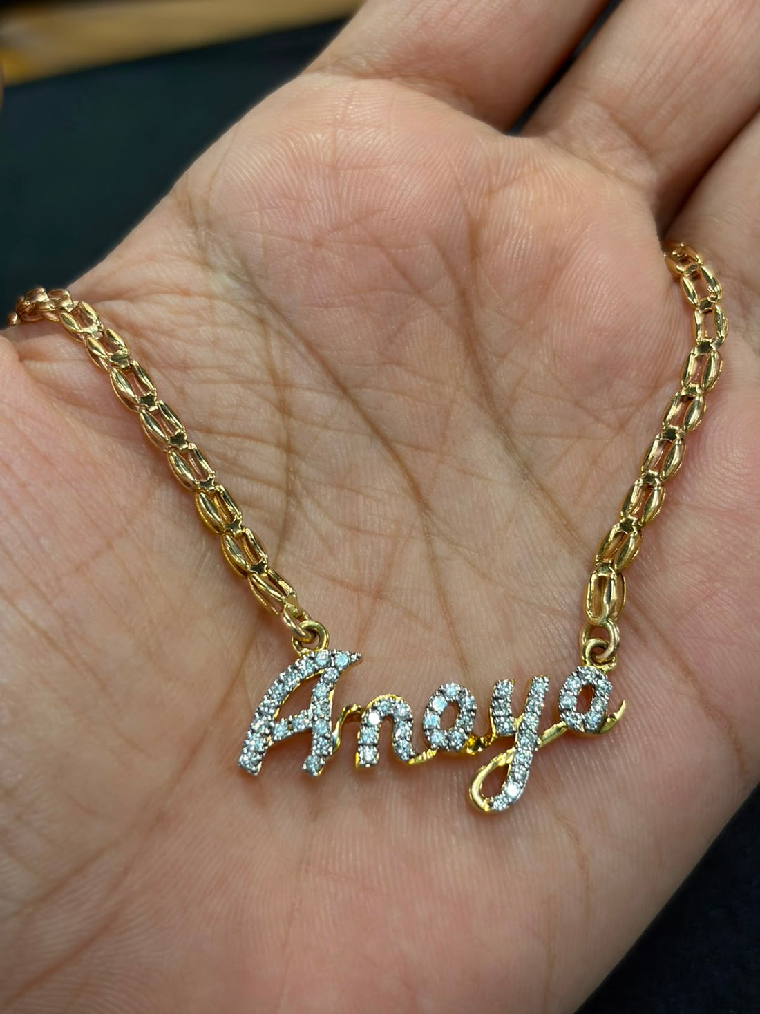 Personalized Amaya Diamond Name Necklace in 9K, 14K & 18K Gold