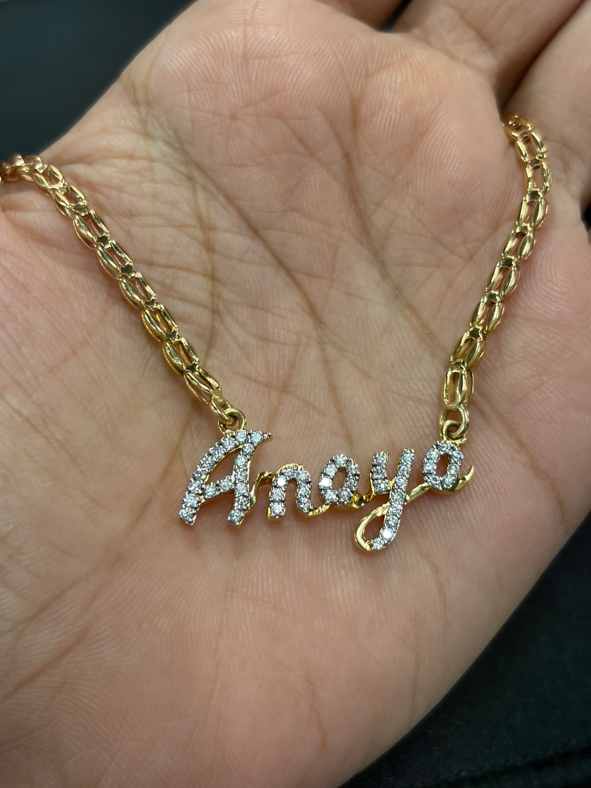 Personalized Amaya Diamond Name Necklace in 9K, 14K & 18K Gold