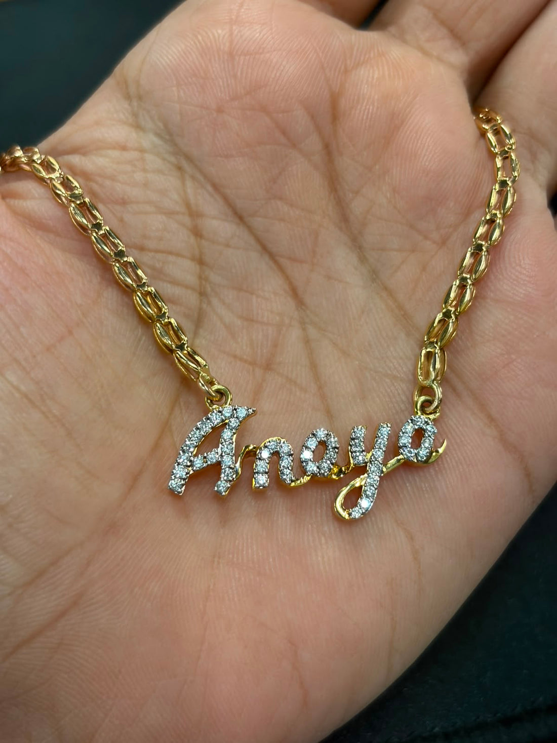 Personalized Amaya Diamond Name Necklace in 9K, 14K & 18K Gold