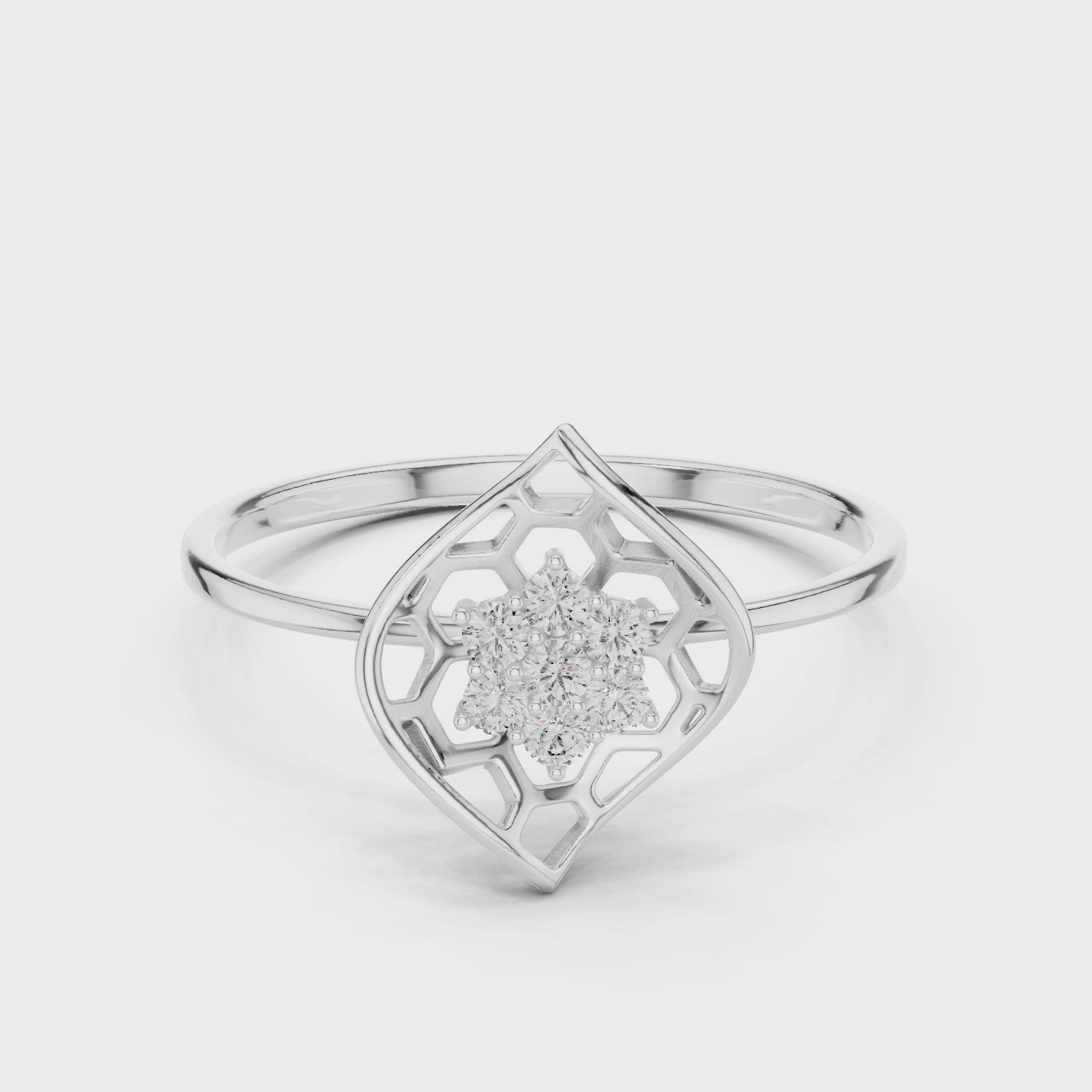Rose Gold Abstract Floral Lab-Grown Diamond Ring