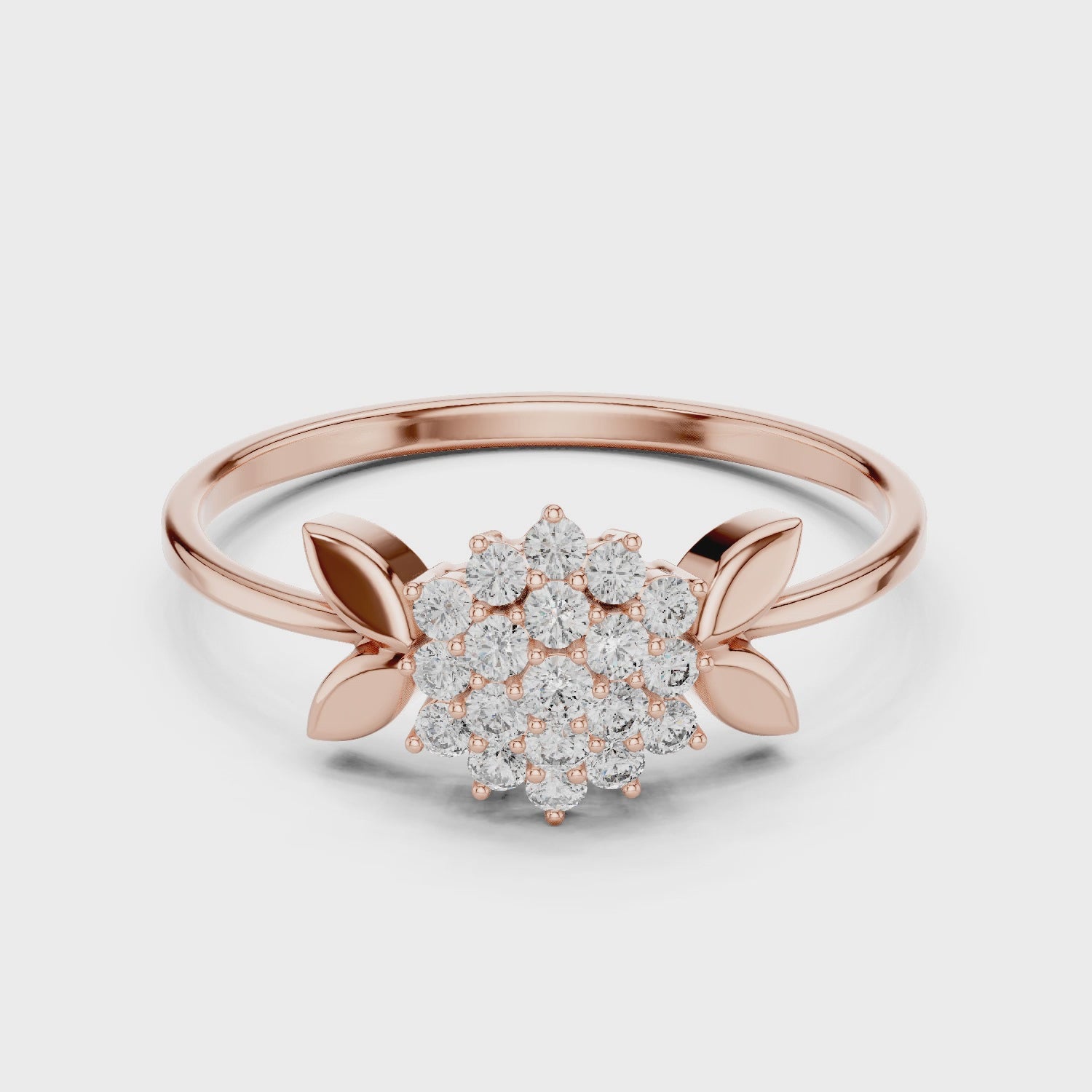 Classic Floral Cluster Diamond Ring in Rose Gold