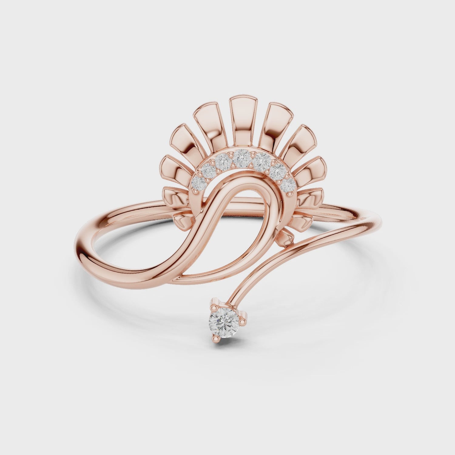 Floral Curve Diamond Ring in 14K/18K Gold