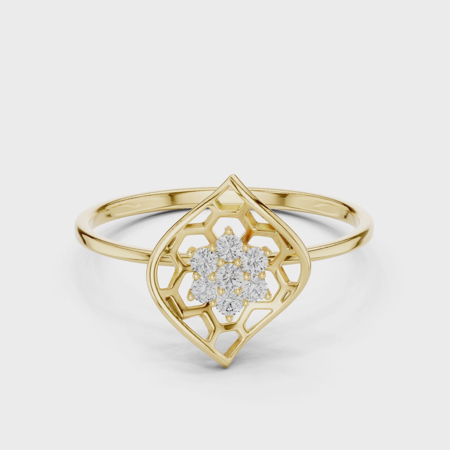 Rose Gold Abstract Floral Lab-Grown Diamond Ring