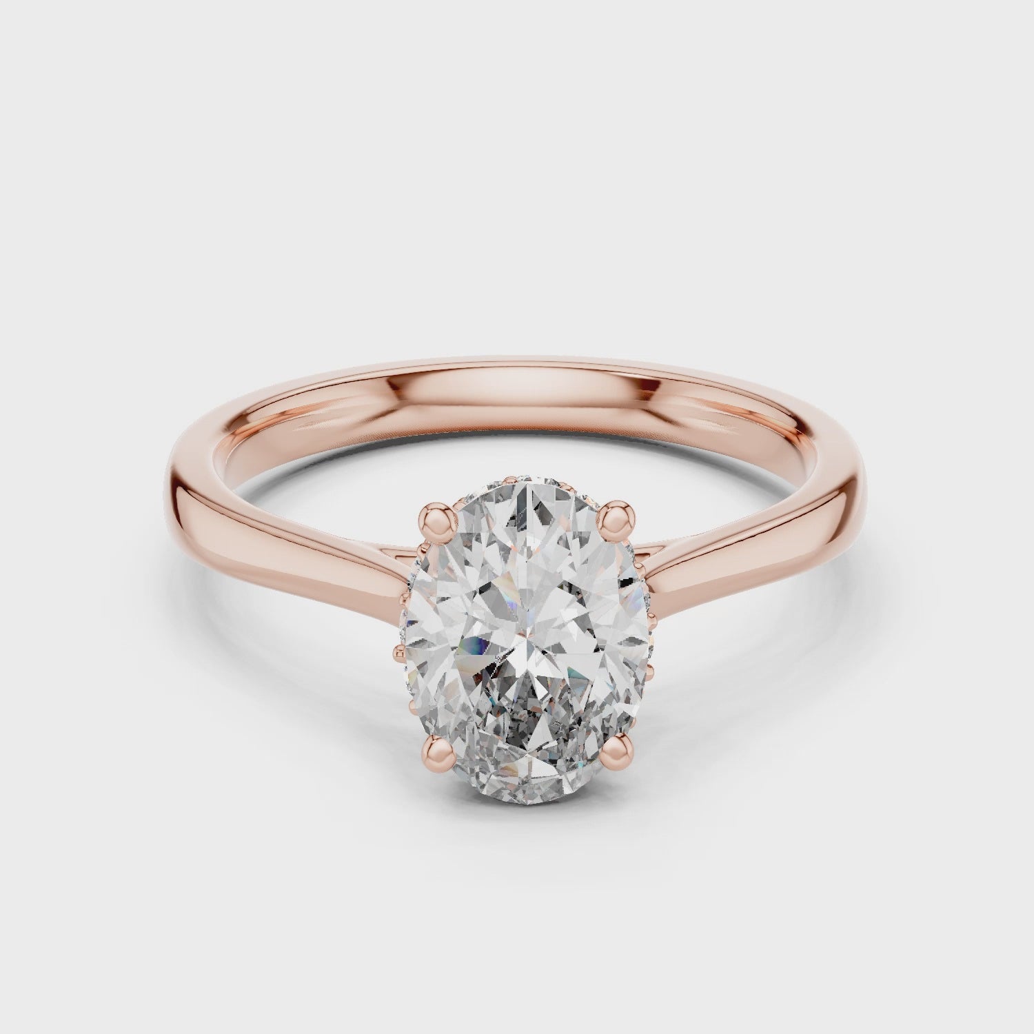 Elegant Oval-Cut Diamond Solitaire Ring in 14K Rose Gold