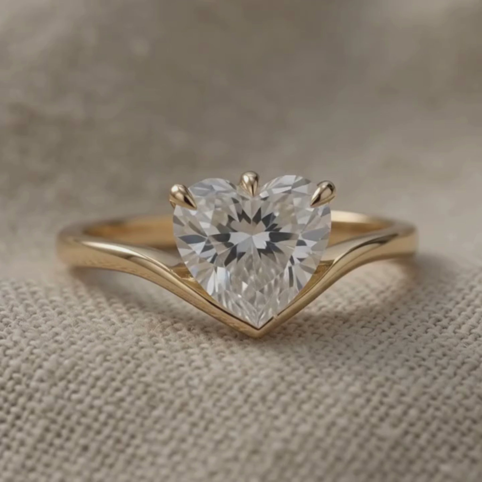 Heart diamond ring available in yellow white and rose gold