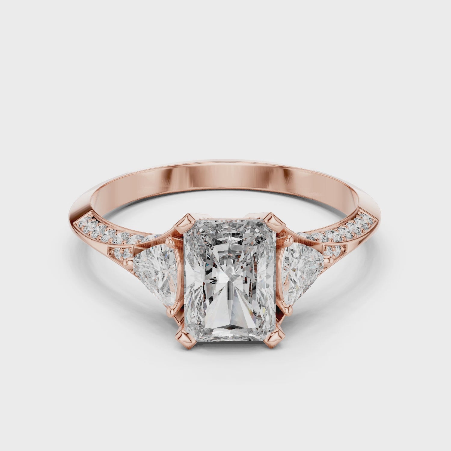 Rose Gold Solitaire Diamond Ring with Accent Diamonds