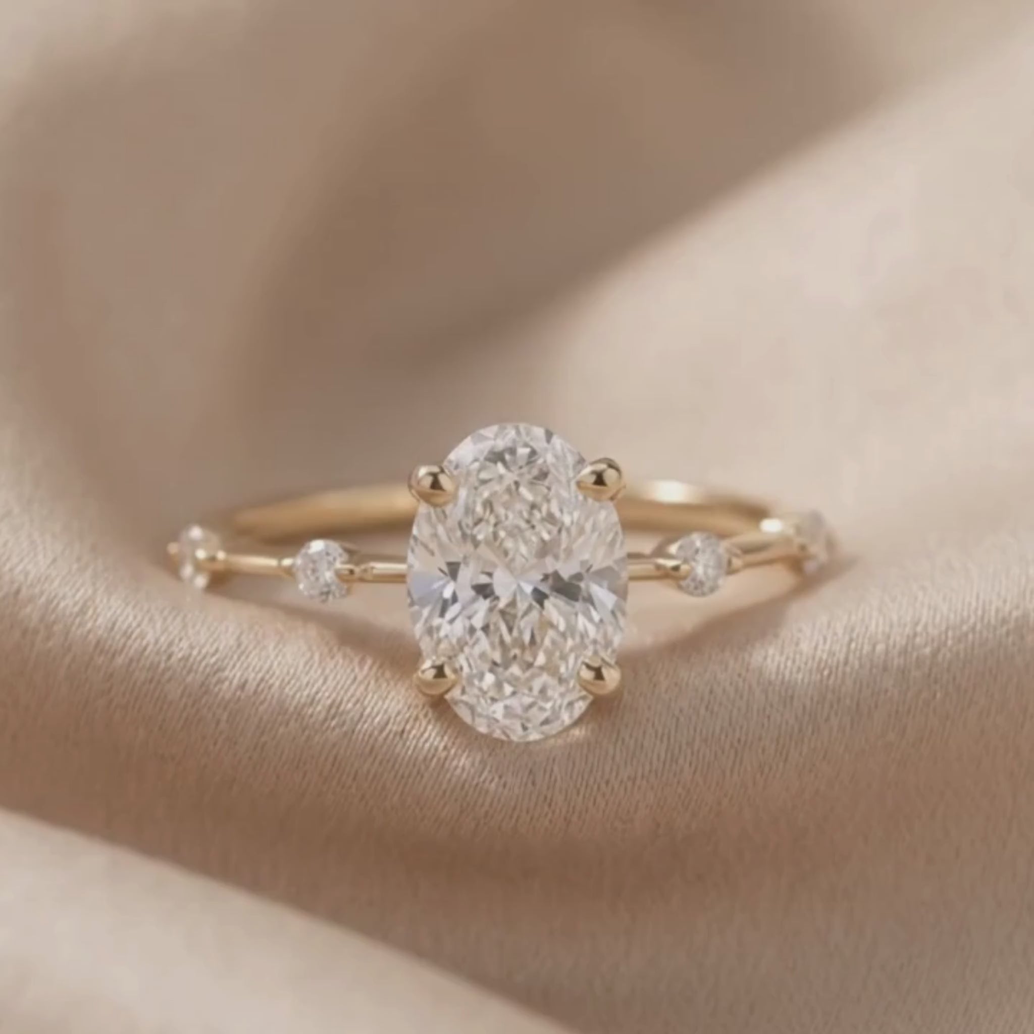 2.16 CT oval solitaire ring with four 1.90 mm round diamonds